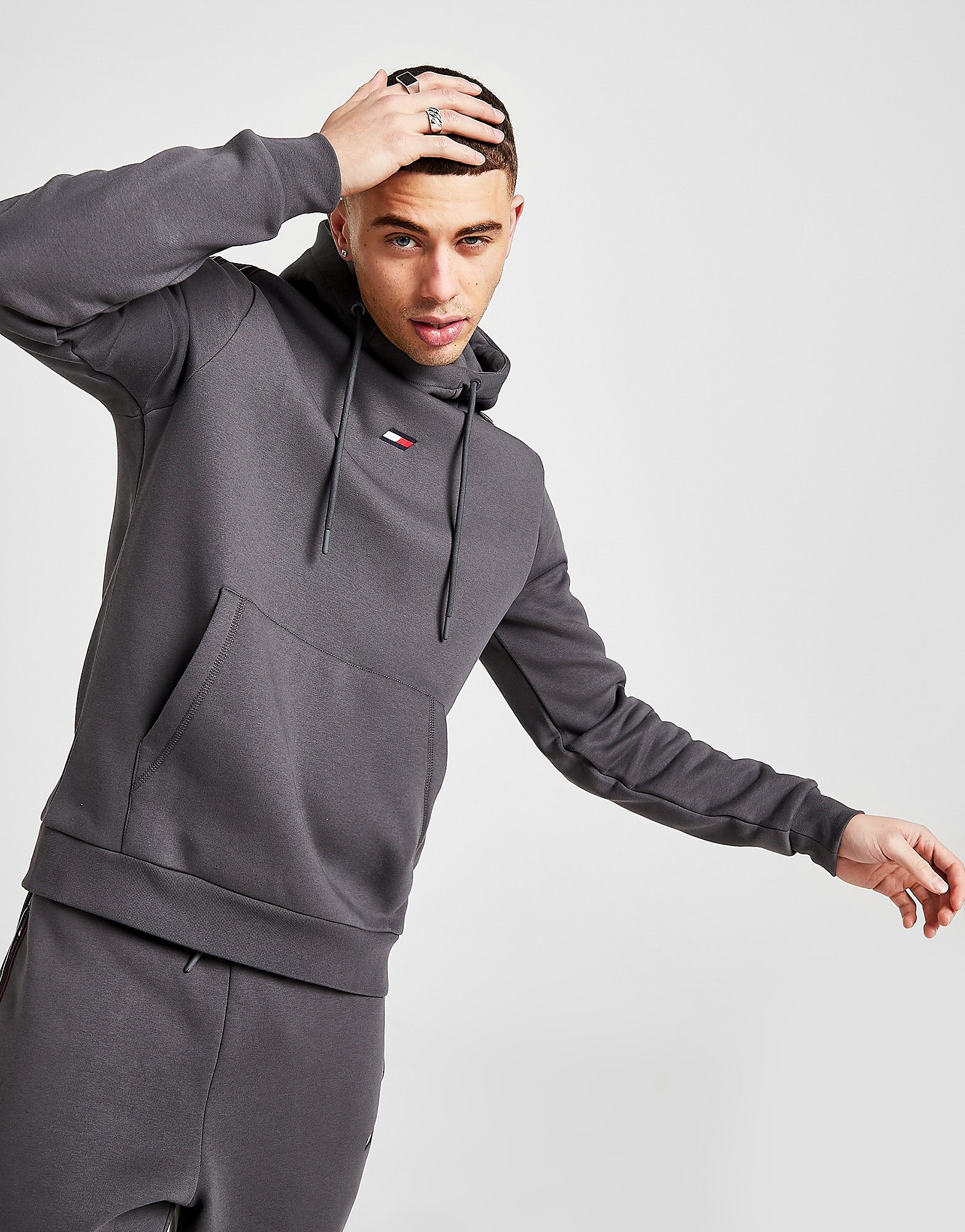 

Tommy Hilfiger Tape Flag Overhead Hoodie - Only at JD - Grey - Mens, Grey