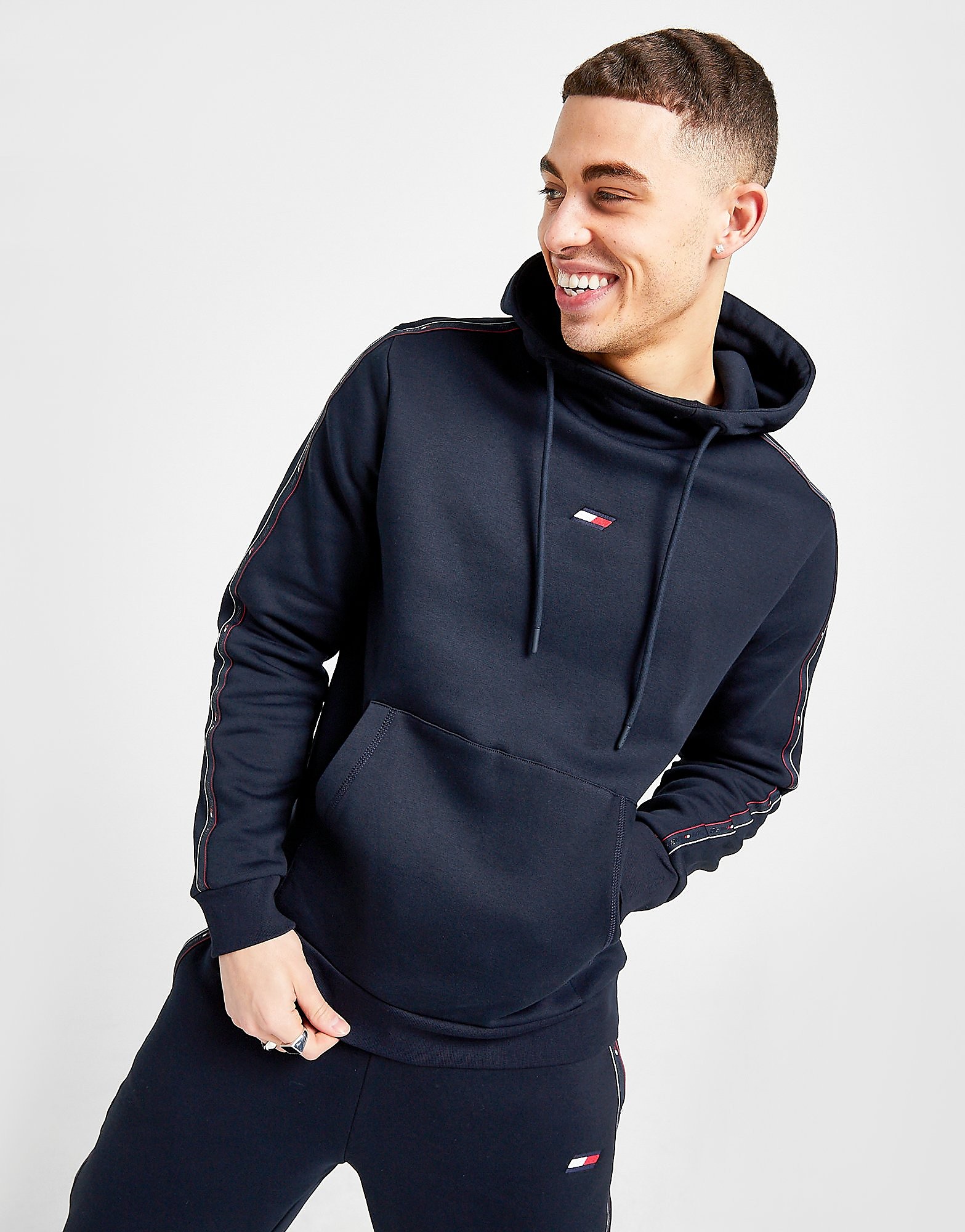 Tommy hilfiger tape flag overhead hoodie - only at jd - mens, sininen, tommy hilfiger