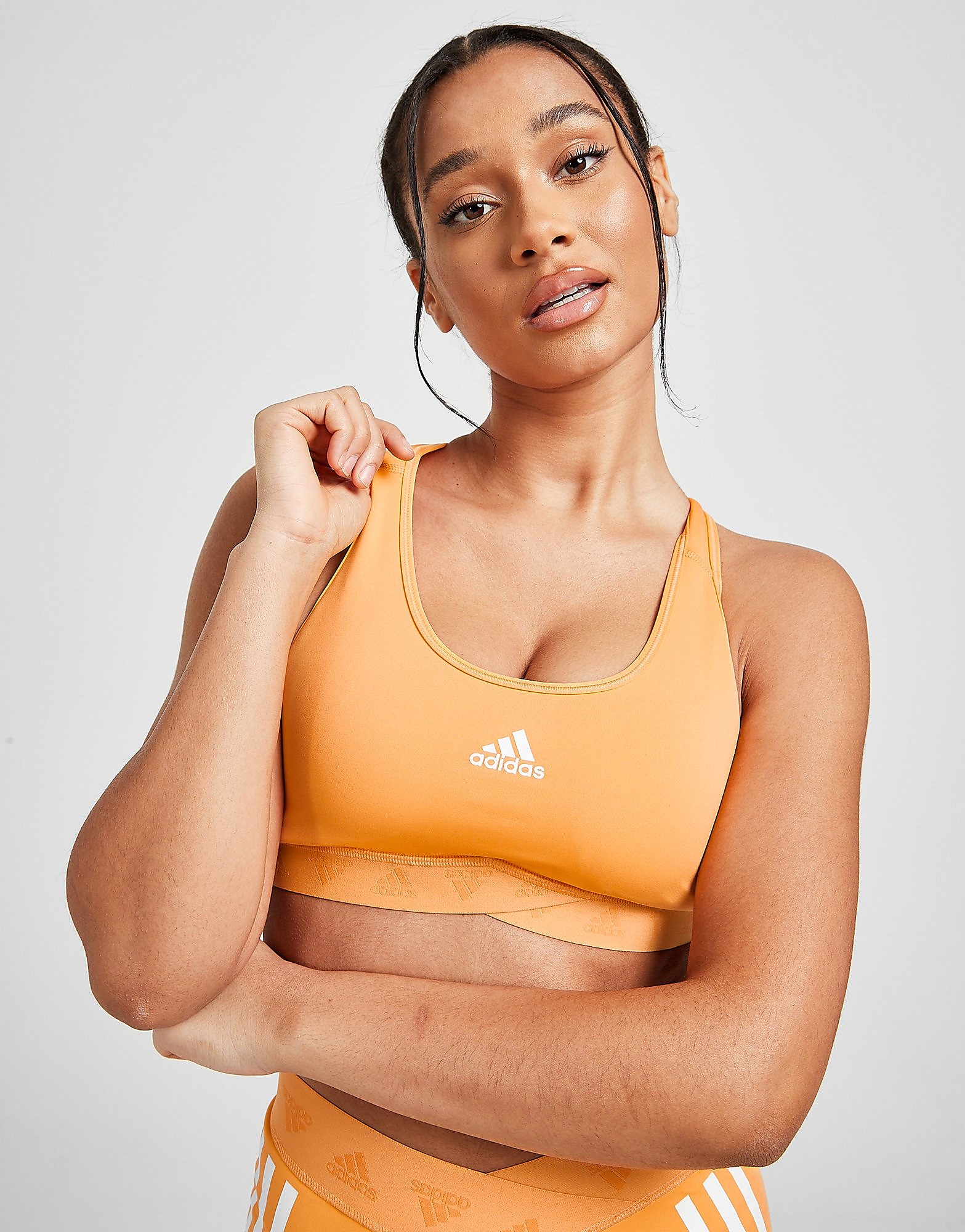 

adidas 3-Stripes Mesh Bra - Orange - Womens, Orange