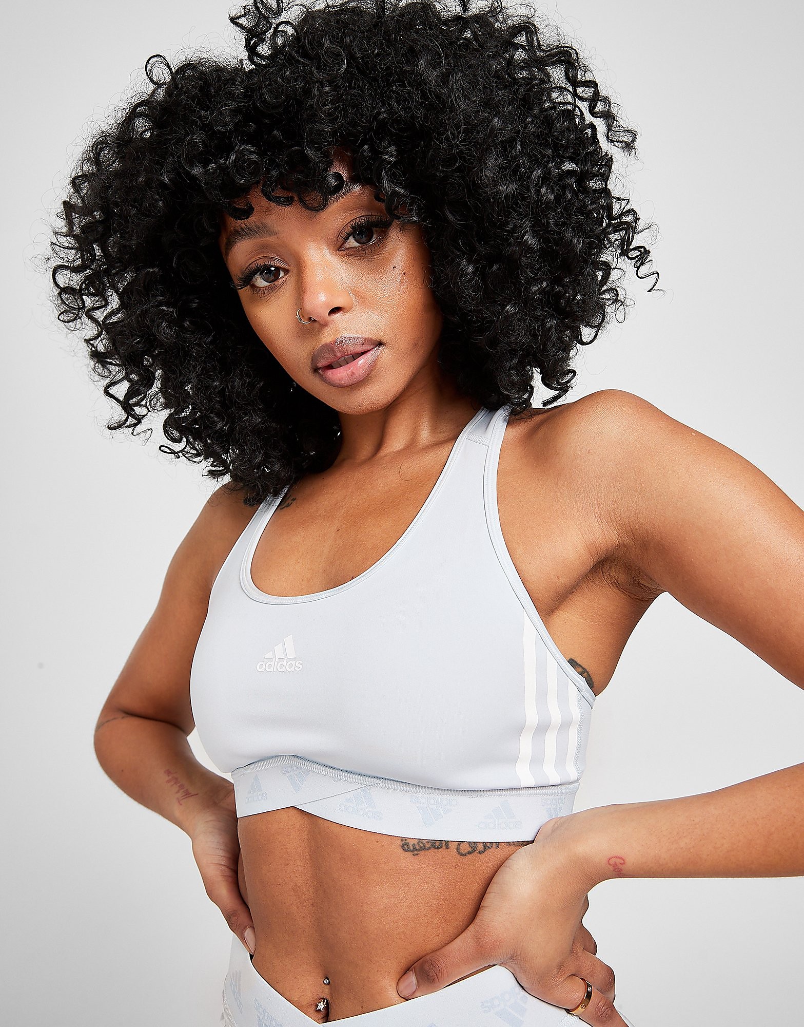 

adidas 3-Stripes Mesh Bra - Blue - Womens, Blue