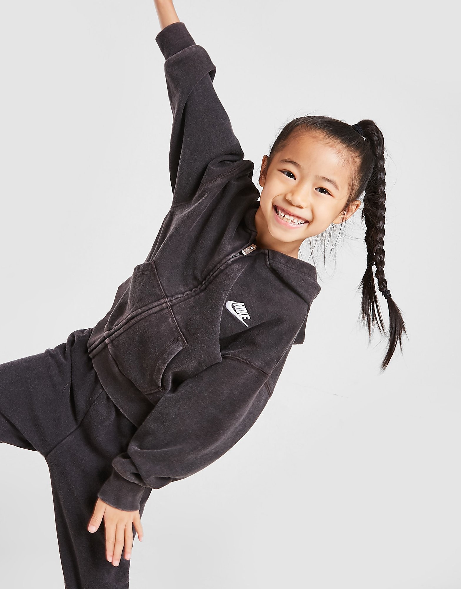 

Nike Girls' Washed Full Zip Hoodie Children - Black - Kids, Black