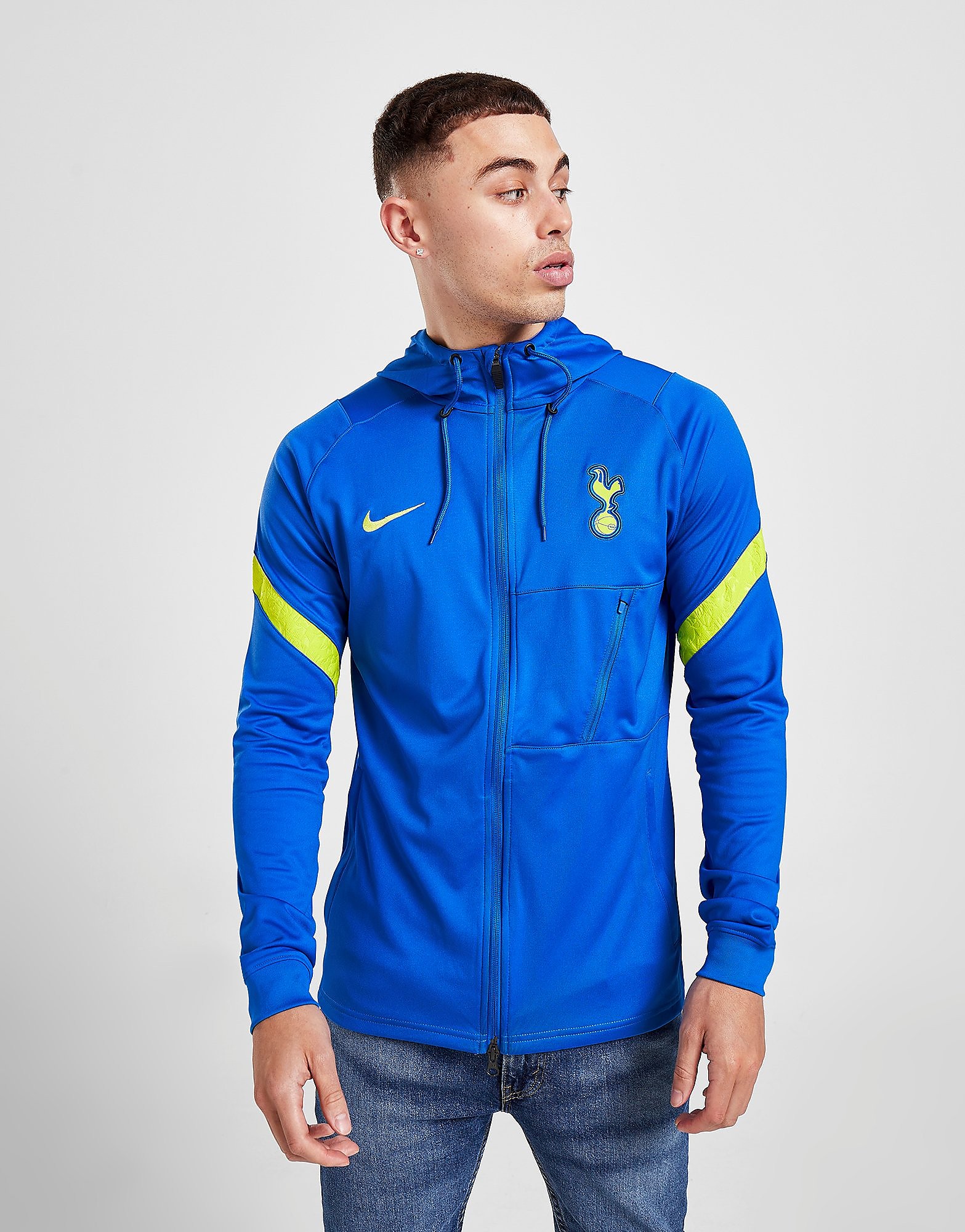 Nike Tottenham Hotspur FC Strike Hooded Track Jacket - Signal Blue/Venom Green/Venom Green - Mens, Signal Blue/Venom Green/Venom Green