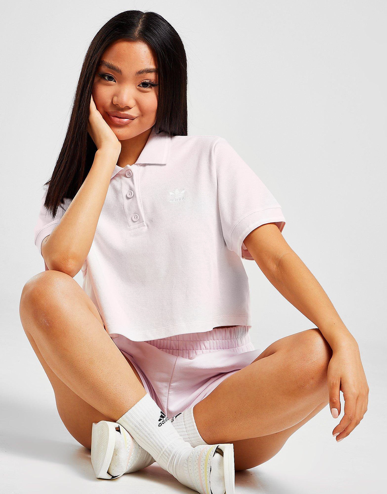 adidas Originals Tennis Crop Polo Shirt - Pink - Womens, Pink