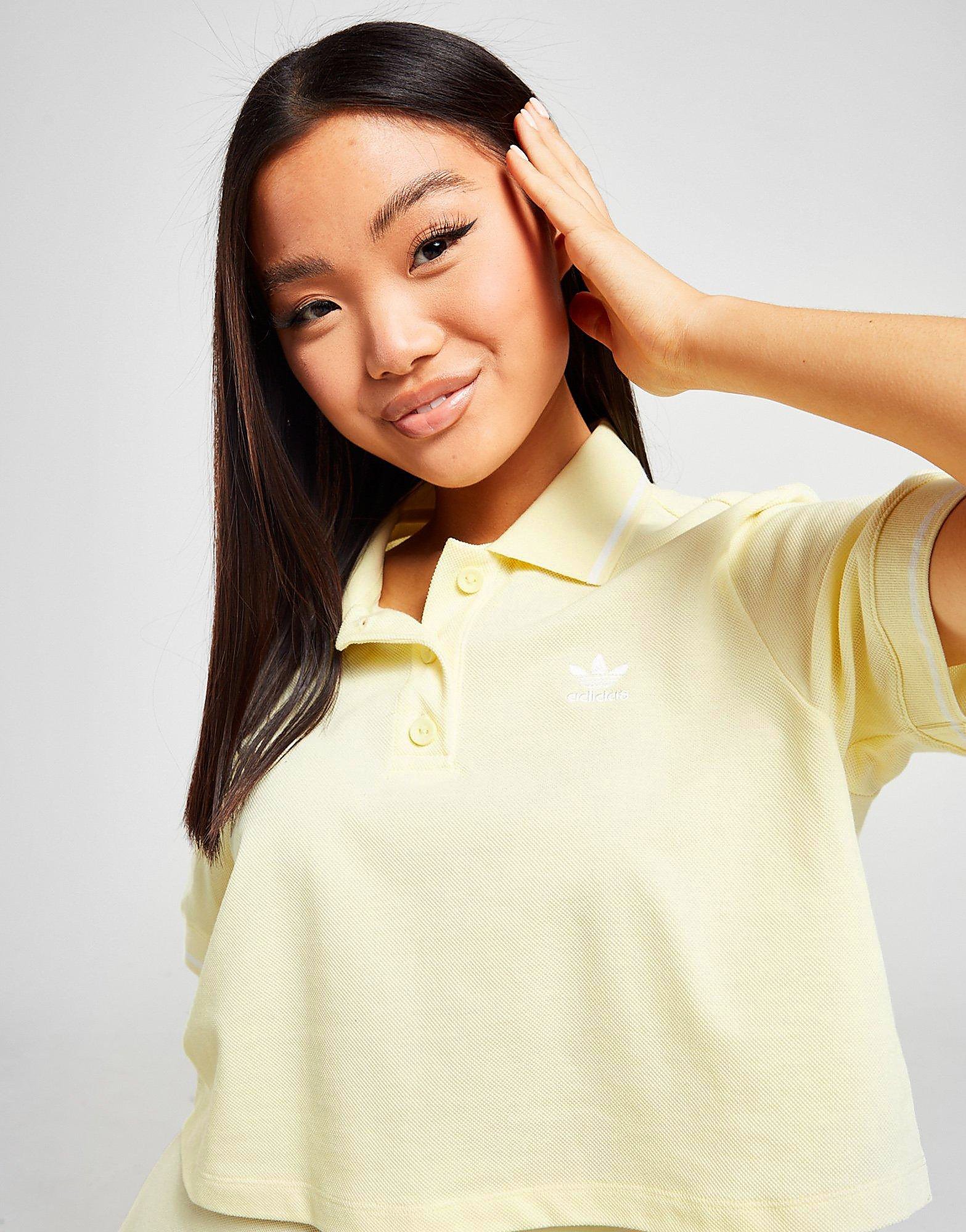 adidas Originals Tennis Crop Polo Shirt - Yellow - Womens, Yellow