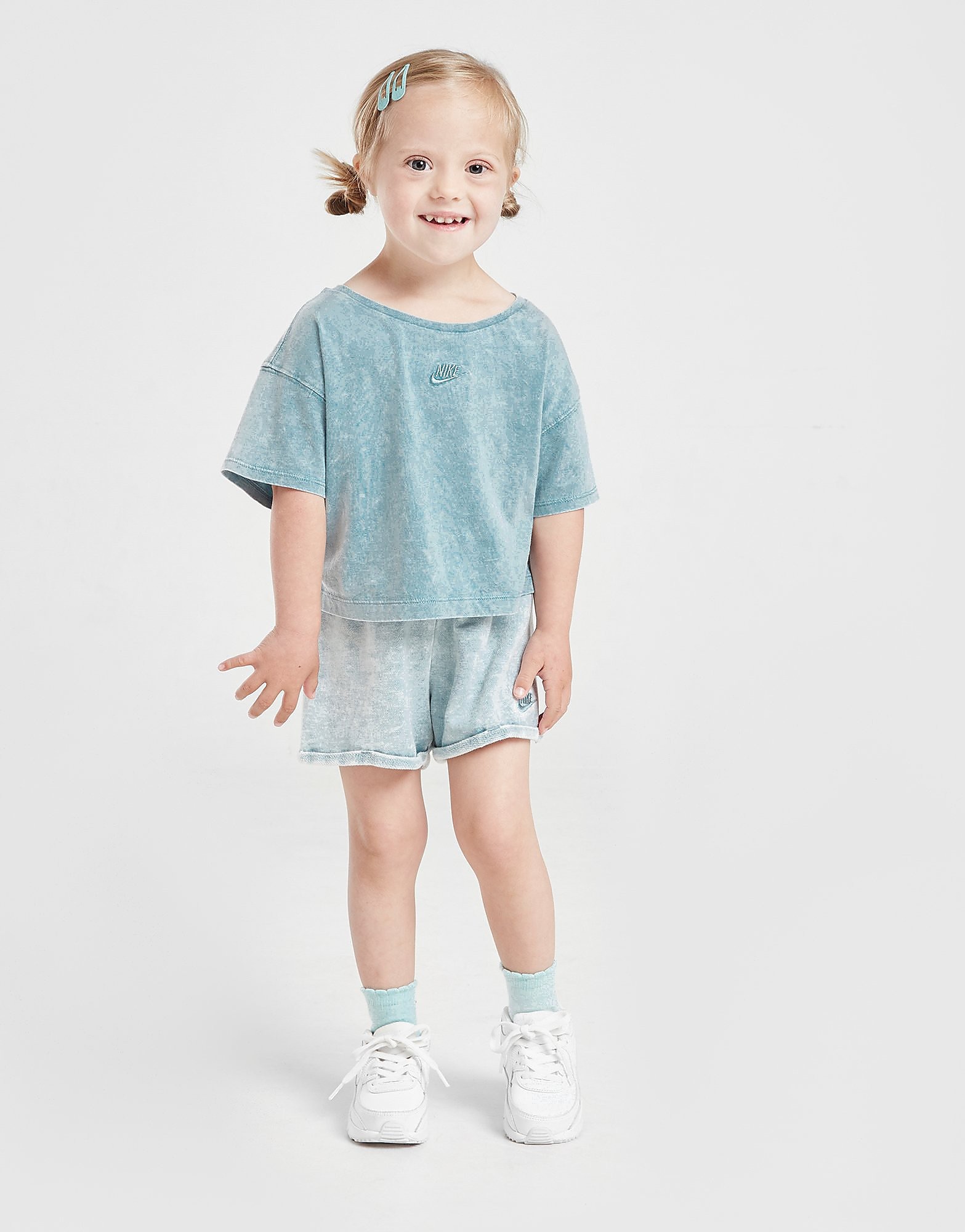 Nike Girls' Washed T-Shirt/Shorts Set Infant, Blå