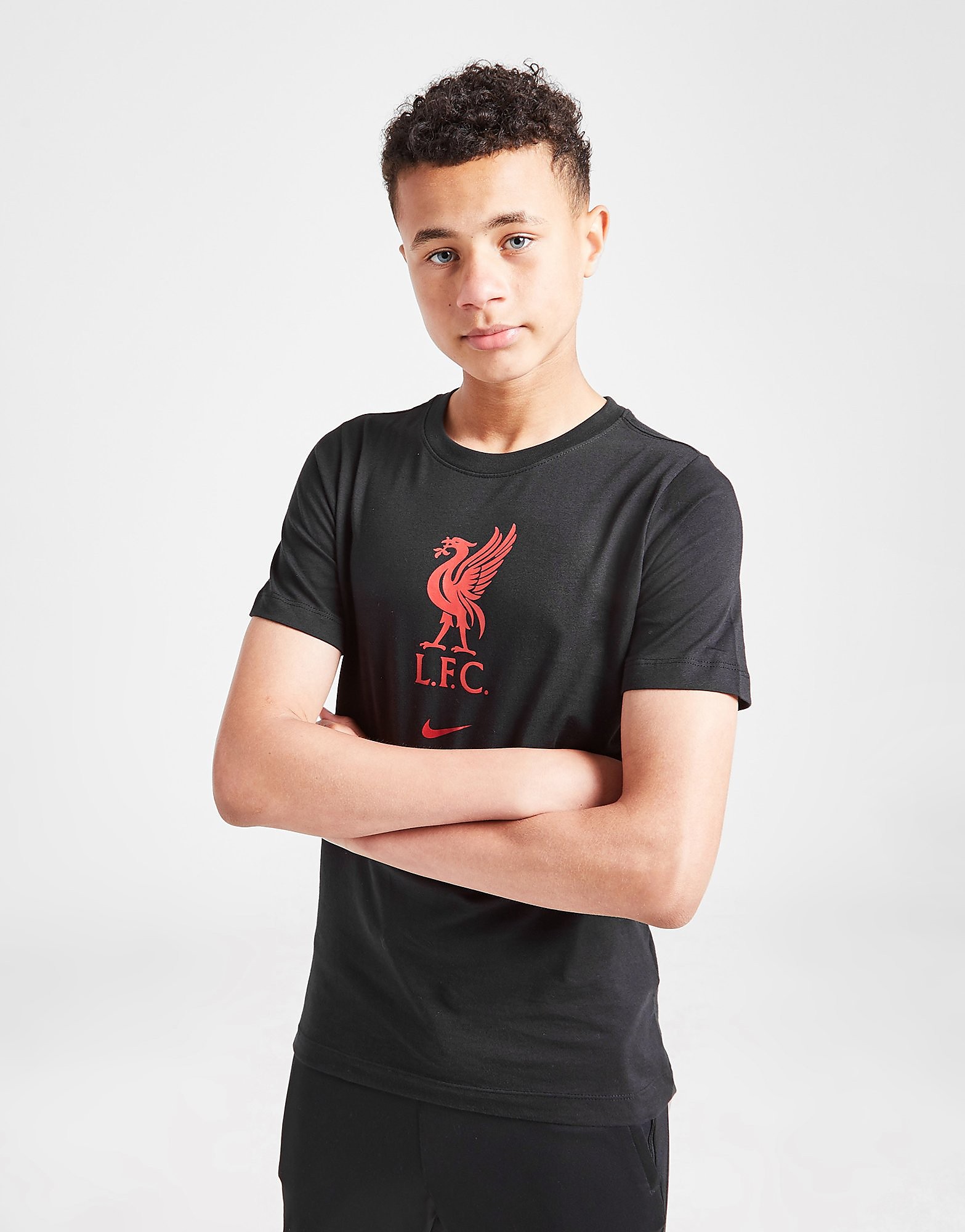 

Nike Liverpool FC Crest Short Sleeve T-Shirt Junior - Black/Red - Kids, Black/Red