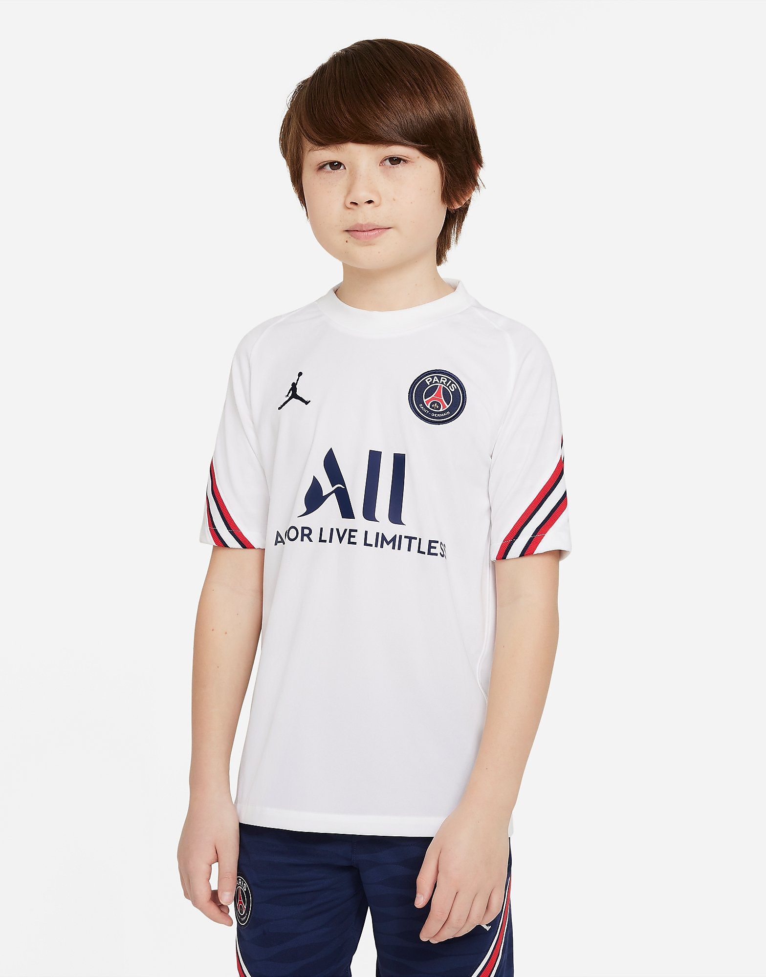 

Jordan Paris Saint Germain Strike Short Sleeve Top Junior - White/White/White/Midnight Navy - Kids, White/White/White/Midnight Navy