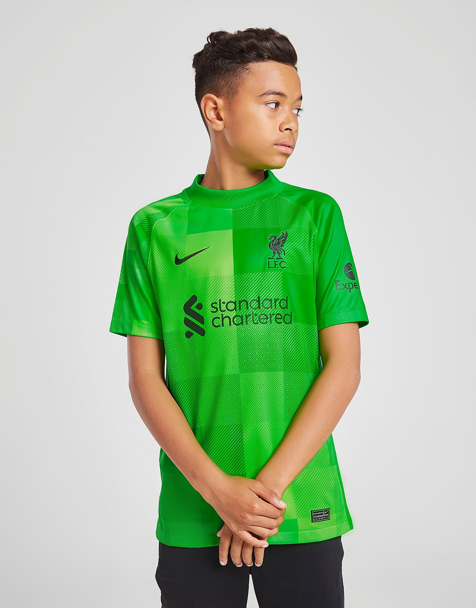 

Nike Liverpool FC 2021/22 Home Goalkeeper Shirt Junior - Green Spark/Black - Kids, Green Spark/Black
