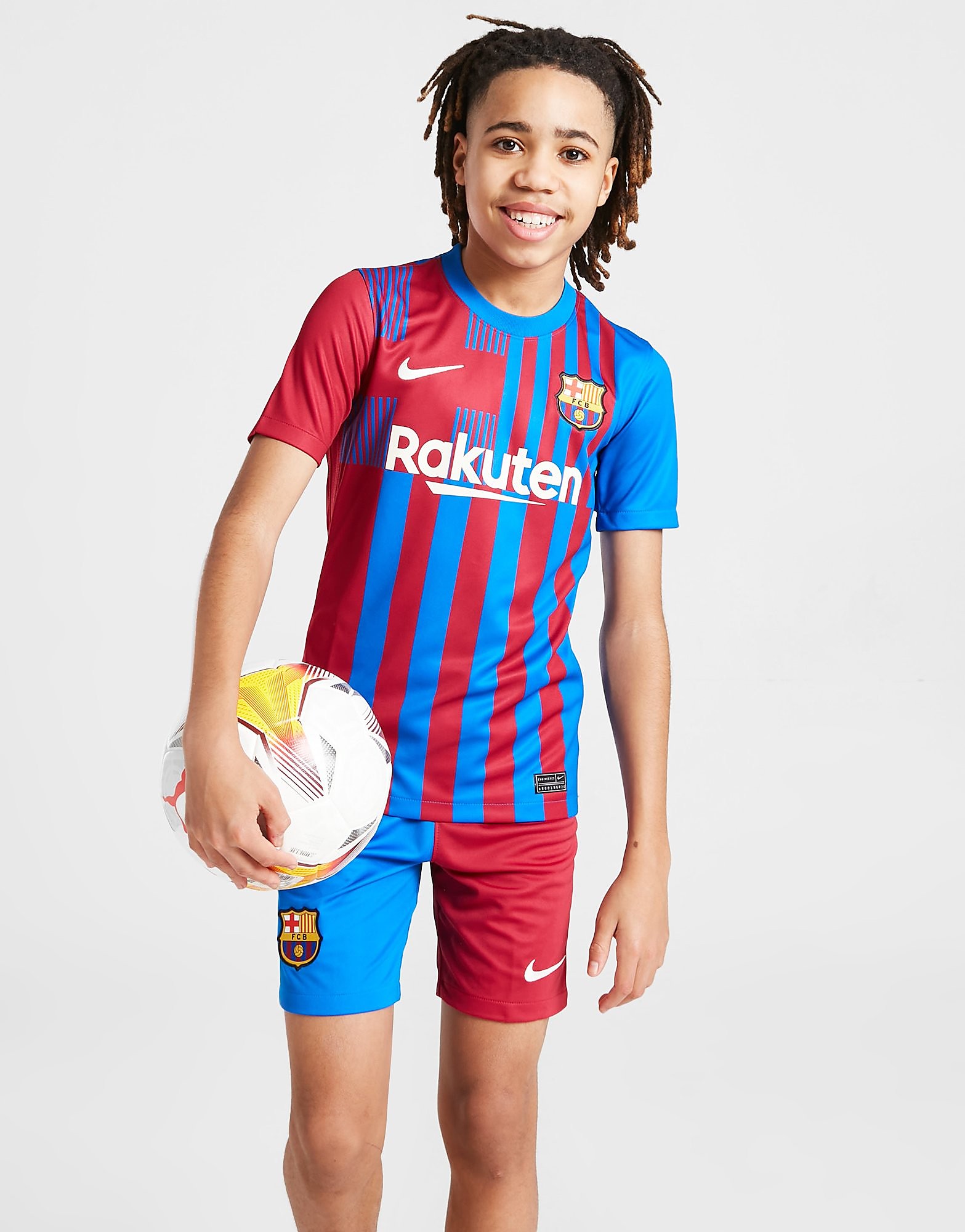 

Nike FC Barcelona 2021/22 Home Shorts Junior - Soar/Noble Red/Pale Ivory - Kids, Soar/Noble Red/Pale Ivory