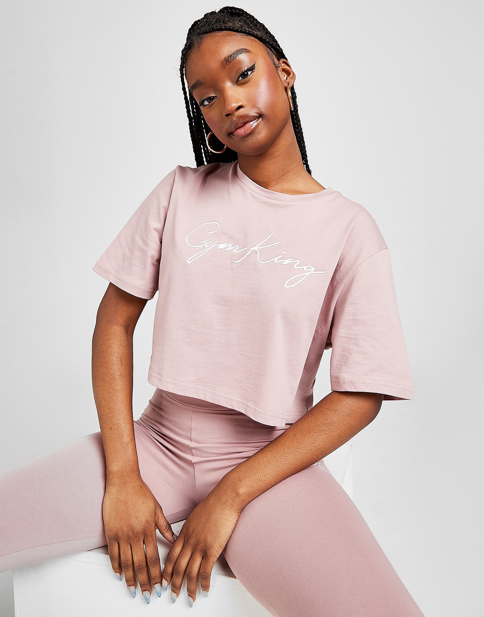 

Gym King Script Crop T-Shirt - Only at JD - Pink - Womens, Pink