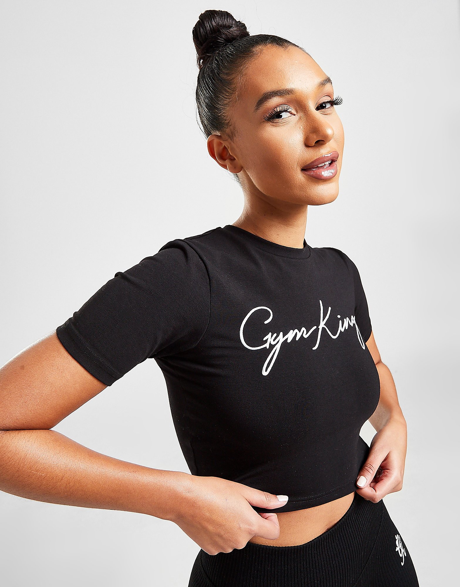 

Gym King Script Slim Crop T-Shirt - Only at JD - Black - Womens, Black