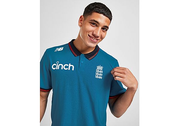 New Balance England Cricket Media Polo Shirt - Blue - Mens, Blue