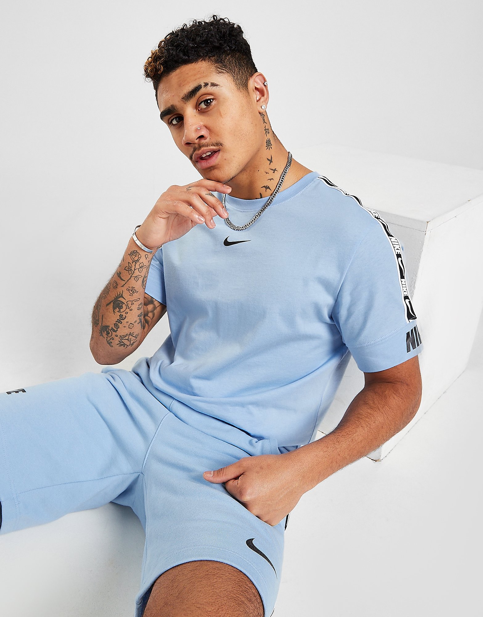 Nike Repeat Tape T-Shirt - Blue - Mens, Blue