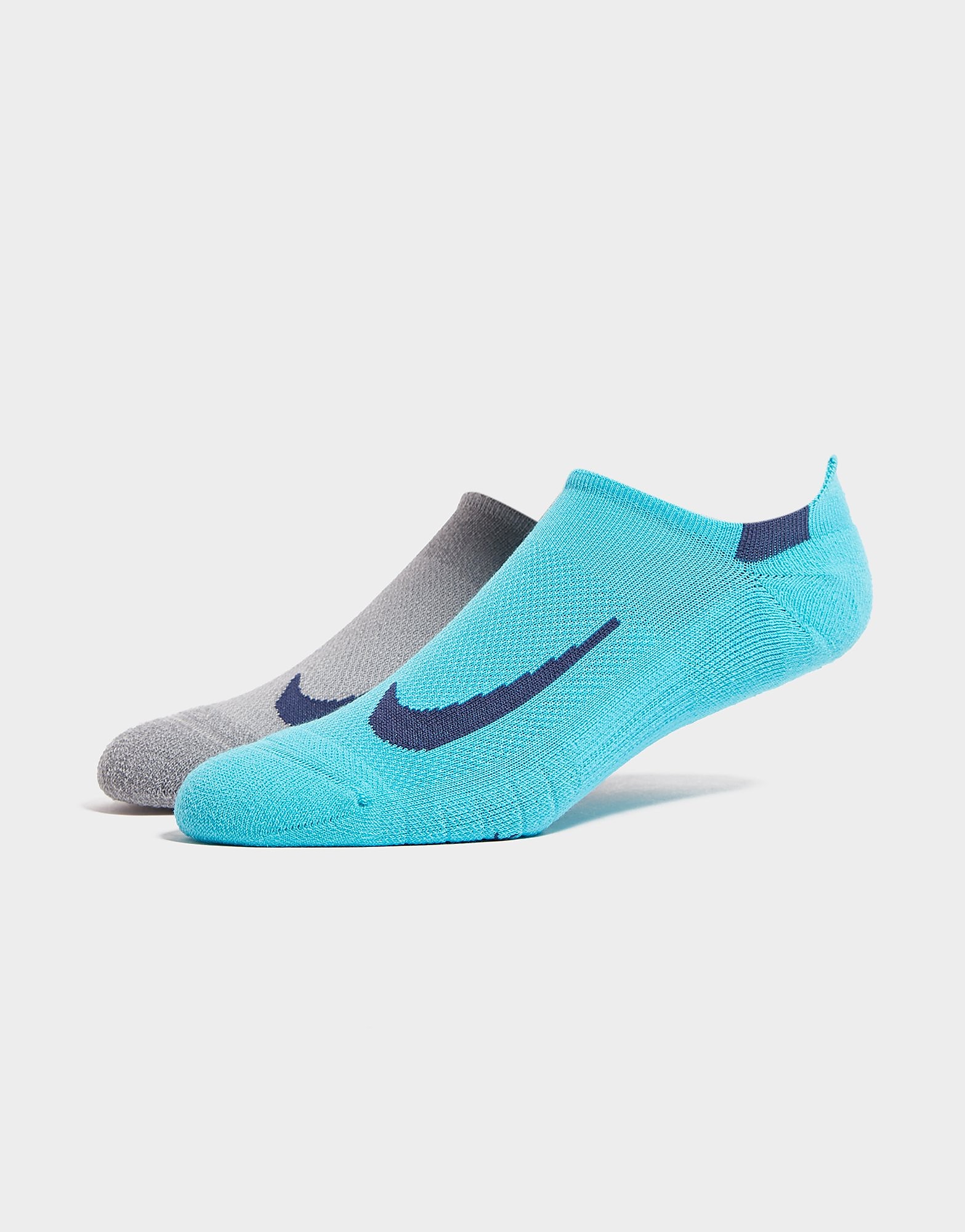 Nike 2-Pack Multiplier No Show Socks - Blue/Grey - Mens, Blue/Grey
