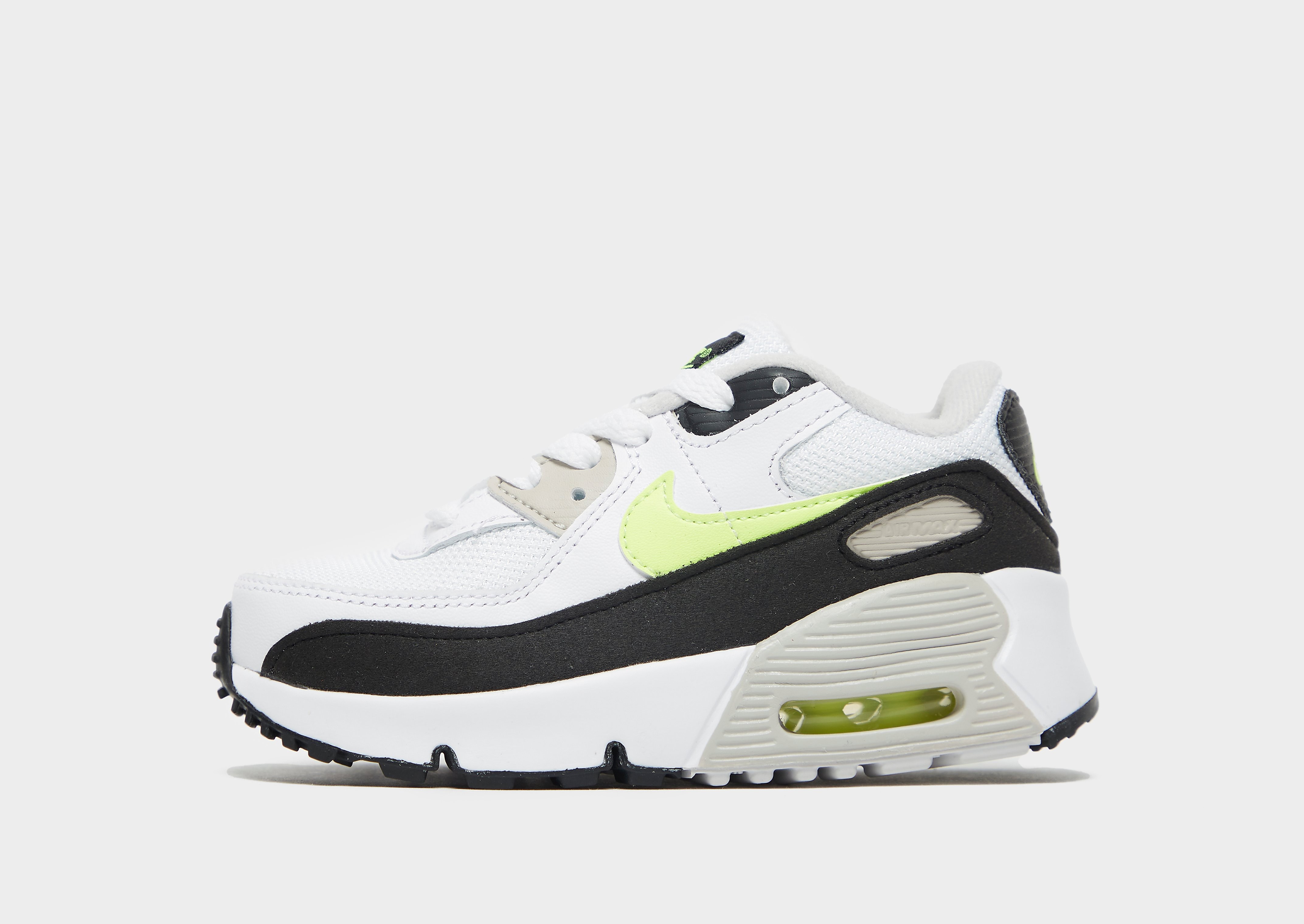 

Nike Air Max 90 Leather Infant - White/Black/Neutral Grey/Hot Lime - Kids, White/Black/Neutral Grey/Hot Lime