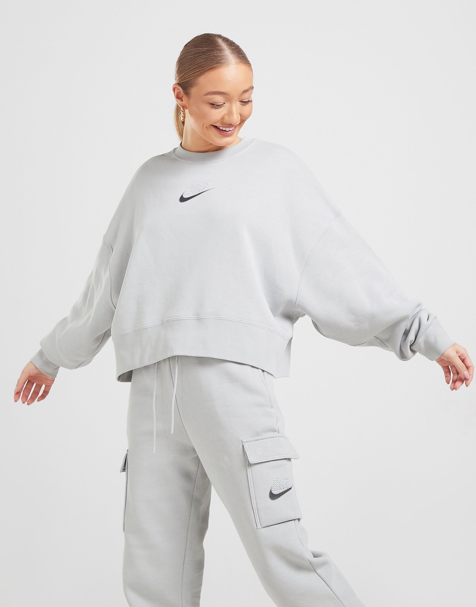 

Nike Double Futura Crew Sweatshirt - Grey - Womens, Grey