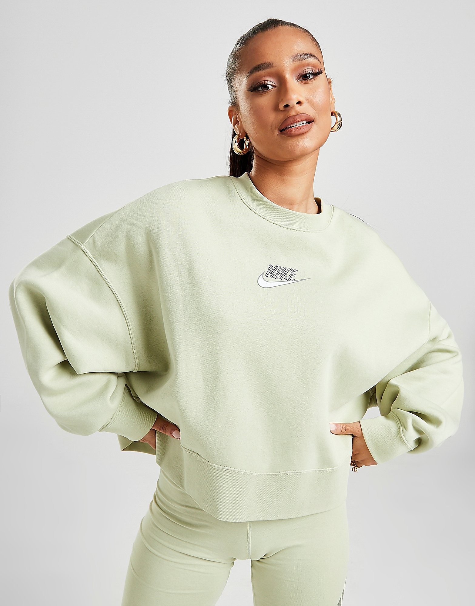 

Nike Double Futura Crew Sweatshirt - Only at JD - Green - Womens, Green