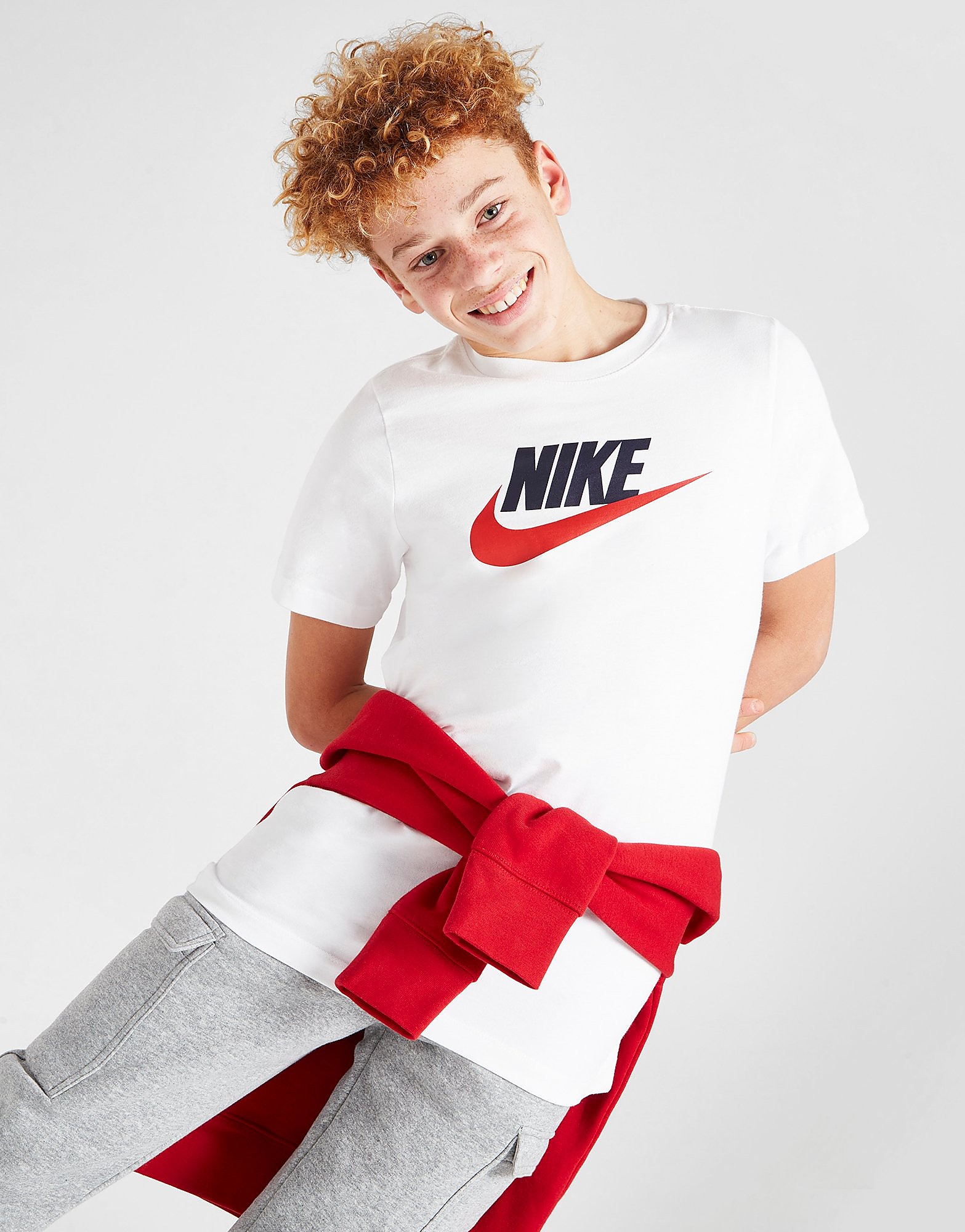 Nike Futura Icon T-Shirt Junior - White/Obsidian/University Red - Kids, White/Obsidian/University Red