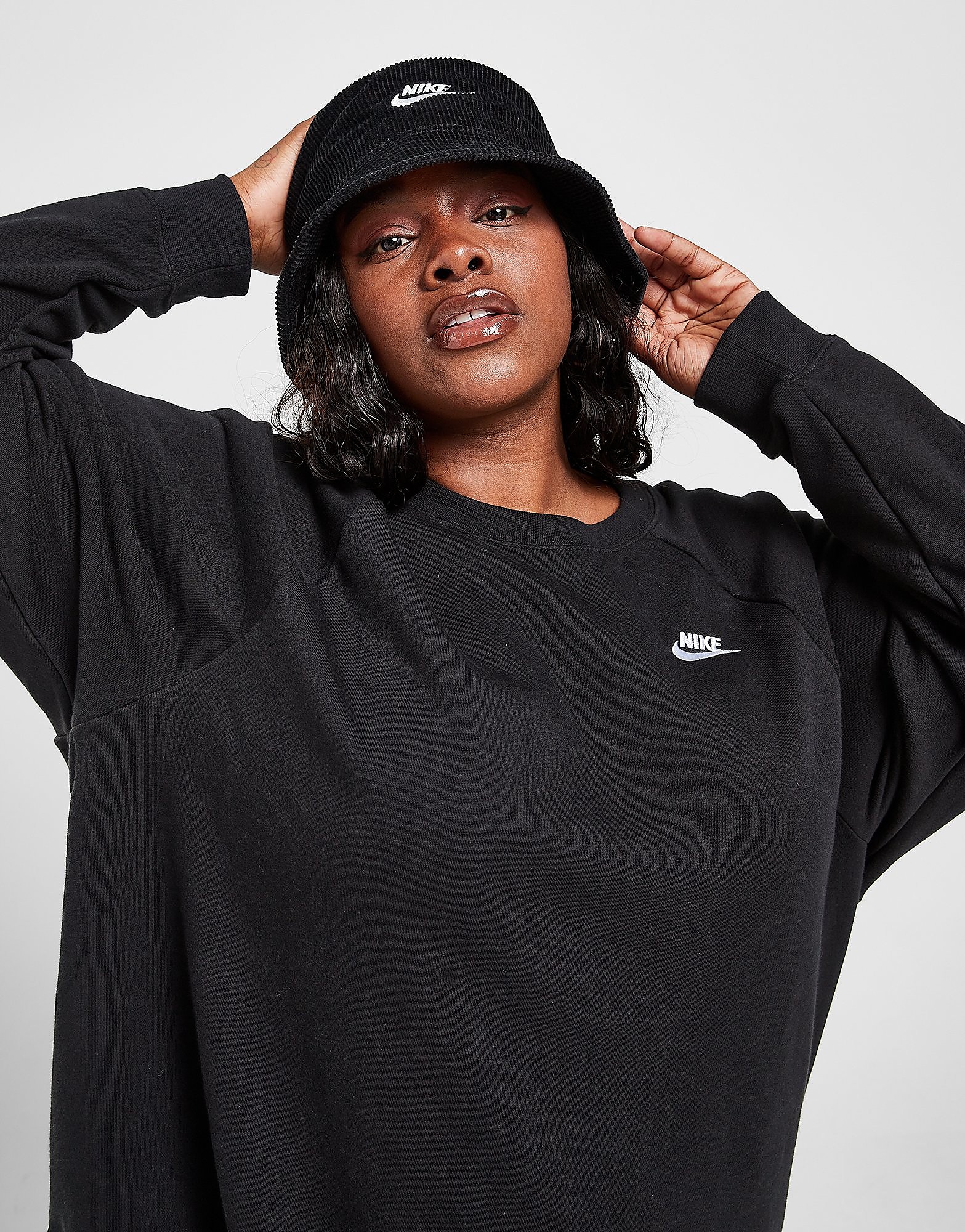 

Nike Essential Plus Size Crew Sweatshirt - Black/White - Womens, Black/White
