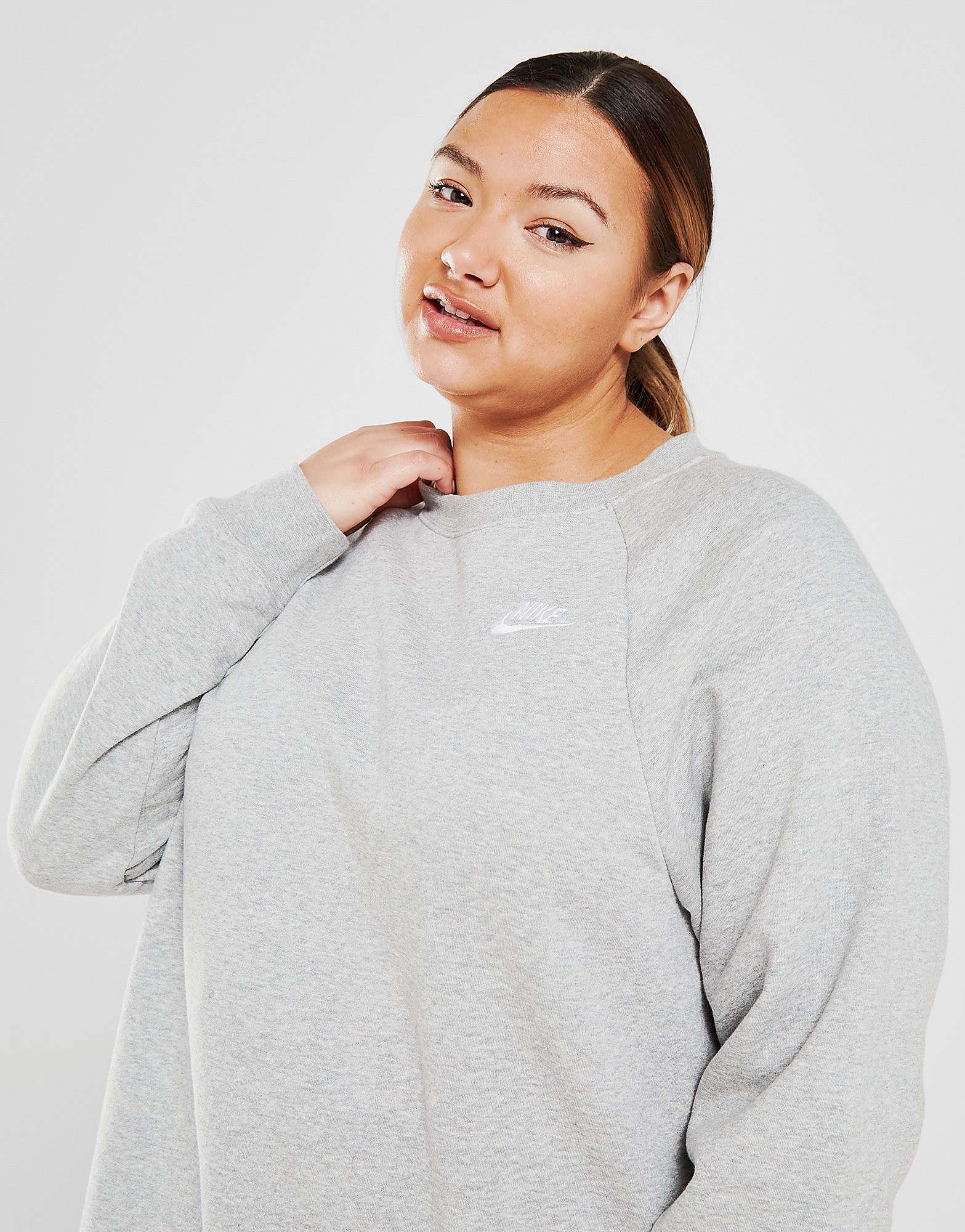 

Nike Essential Plus Size Crew Sweatshirt - Dark Grey/White - Womens, Dark Grey/White