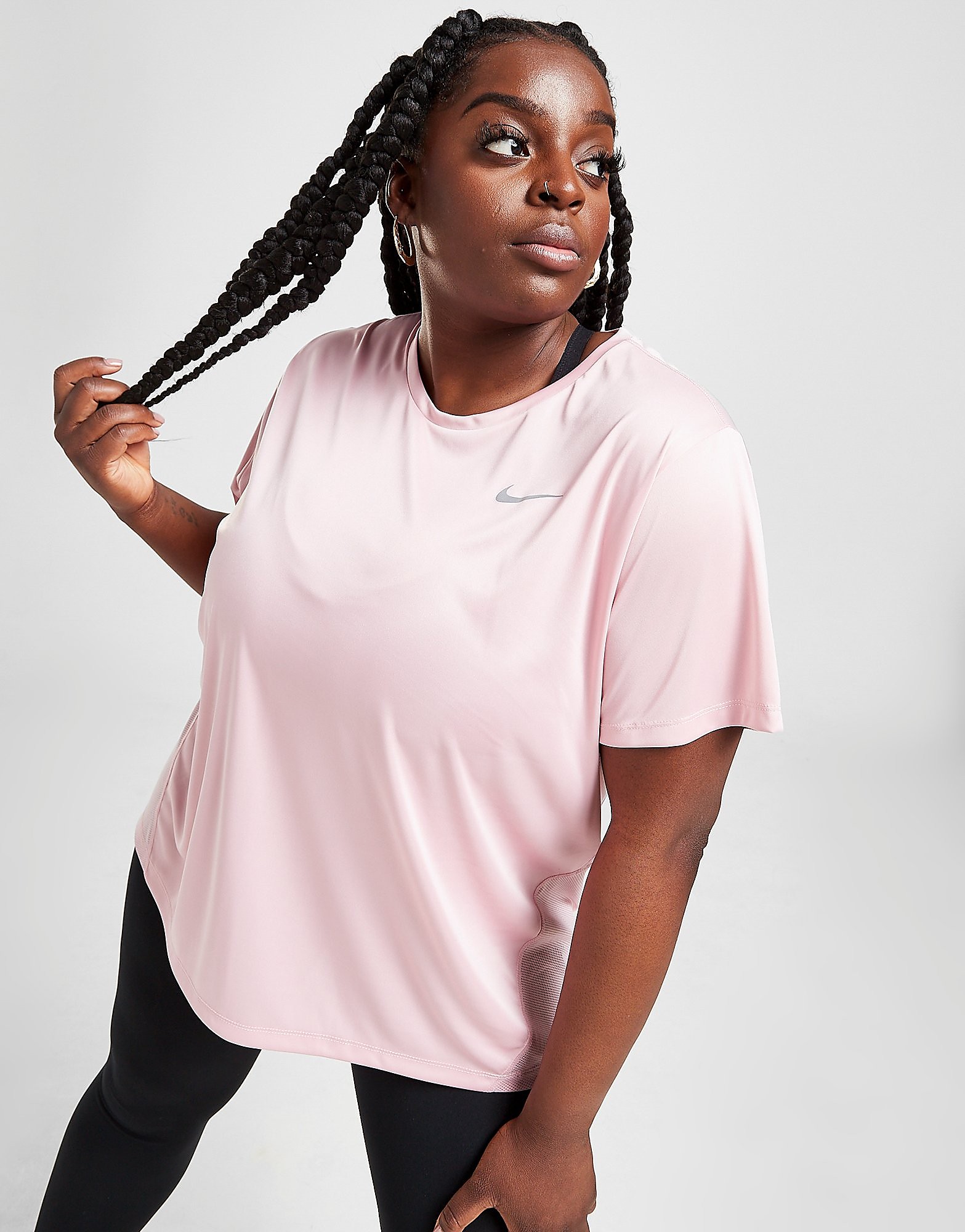 Nike running miler short sleeve plus size t-shirt - womens, vaaleanpunainen, nike