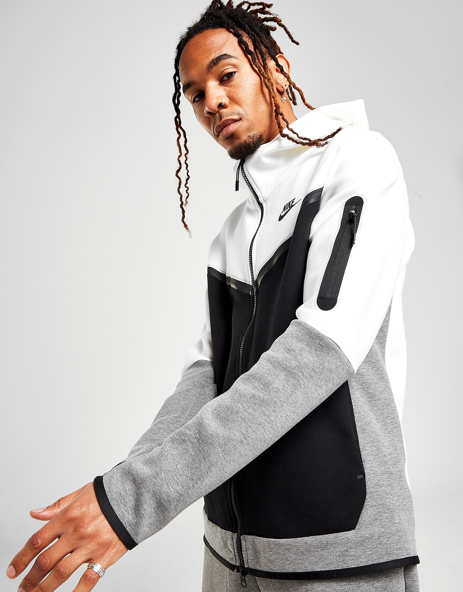 

Nike Tech Fleece Hoodie - White/Black - Mens, White/Black
