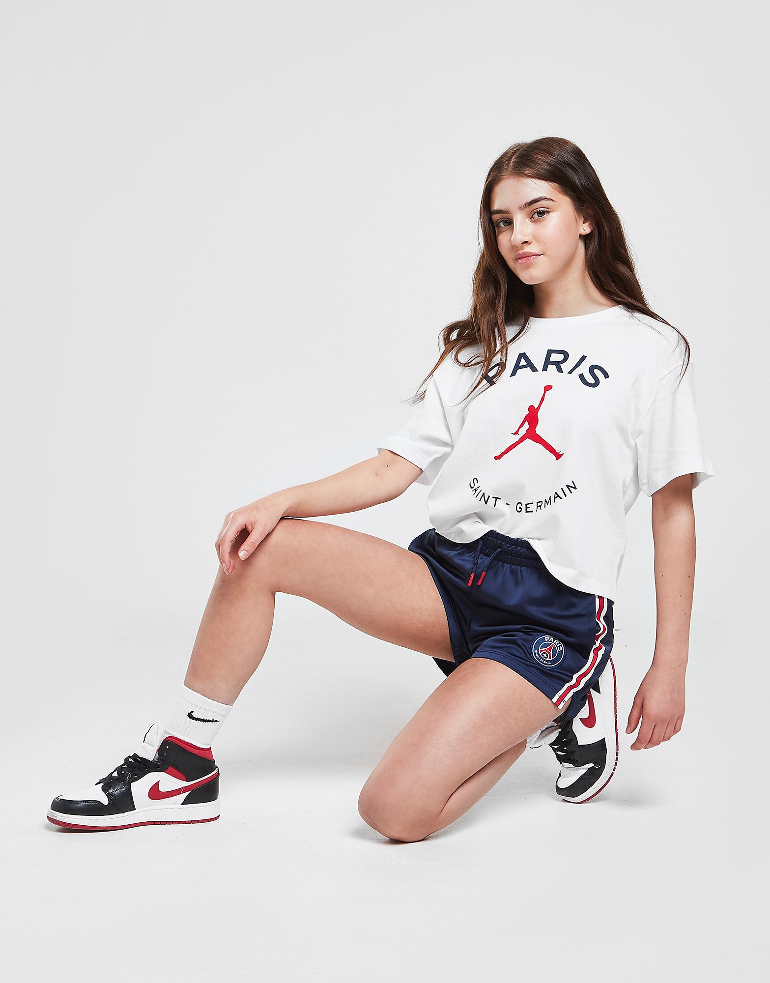 

Jordan Girls' Paris Saint Germain Boxy T-Shirt Junior - White - Kids, White