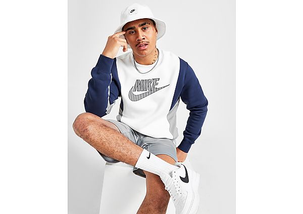 Nike Hybrid Crew Sweatshirt - White/Navy - Mens, White/Navy