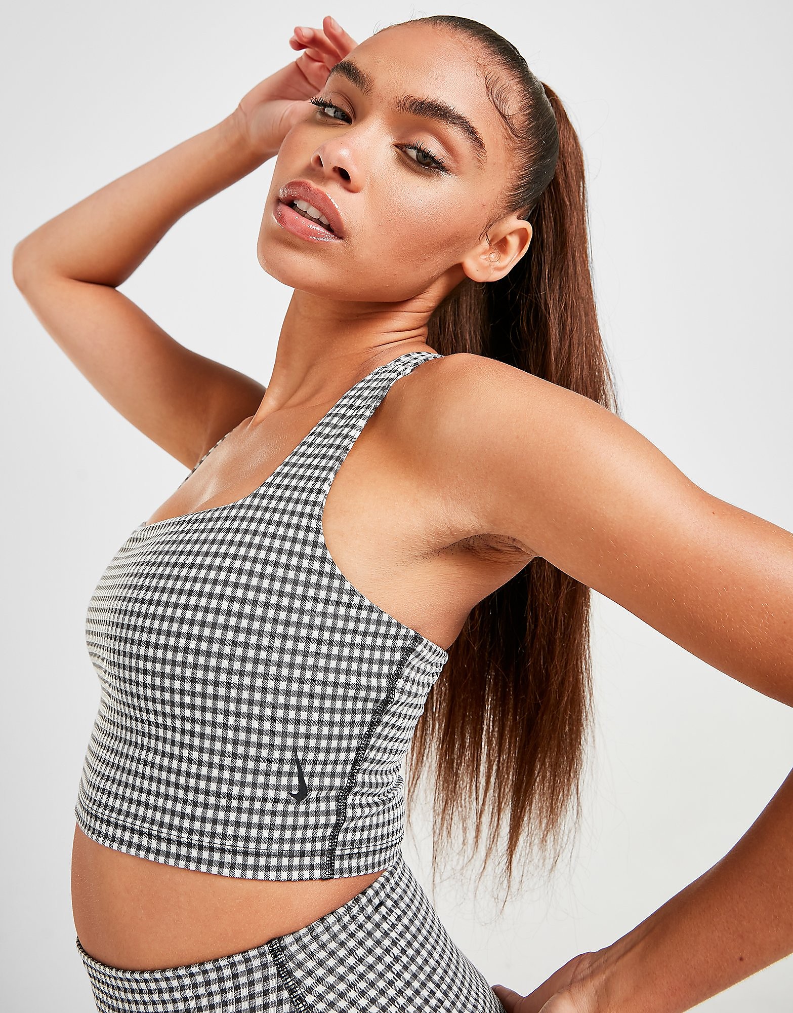 

Nike Cropped Gingham Yoga Tank - Black - Womens, Black