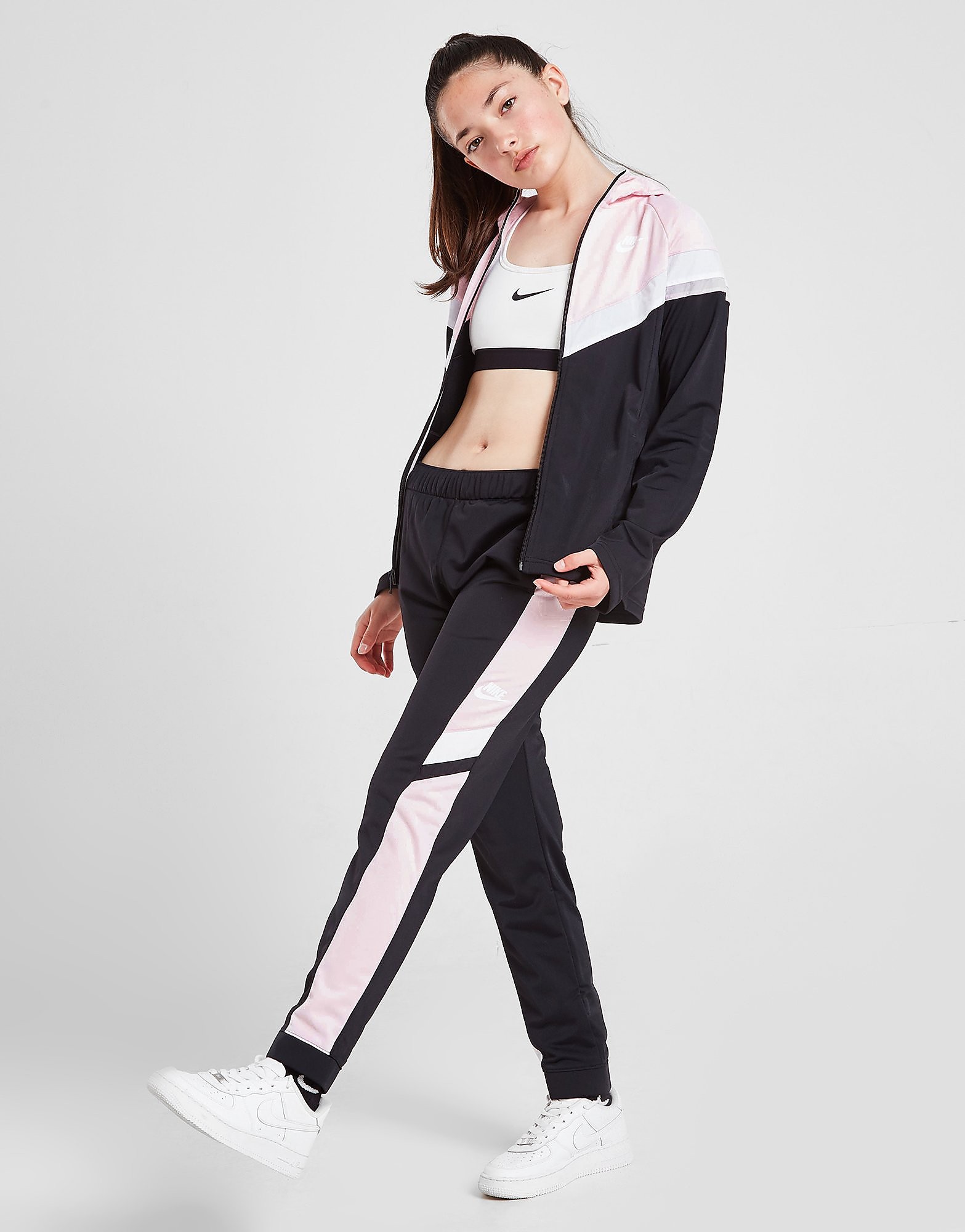 Nike girls' poly woven tracksuit junior - kids, musta, nike