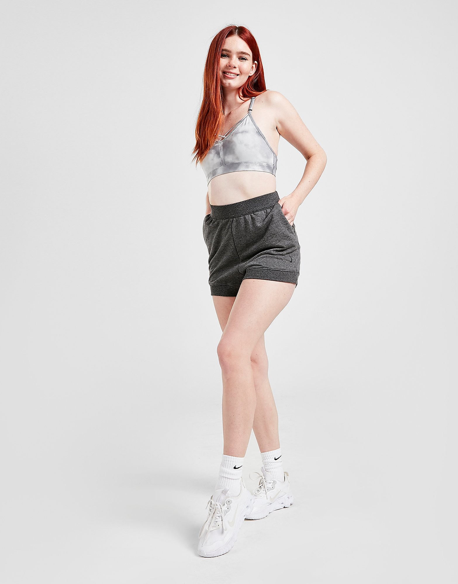 Nike Training Yoga French Terry Shorts - Grey - Womens, Grey