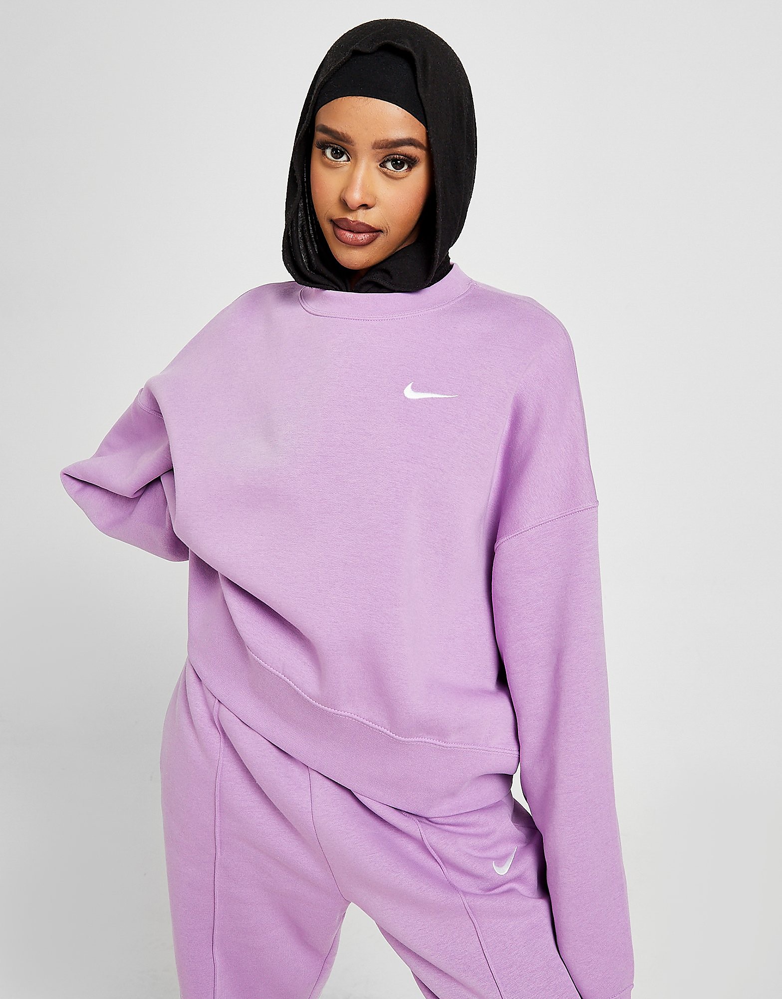 Nike Trend Fleece Oversized Crew Sweatshirt - Purple - Womens, Purple