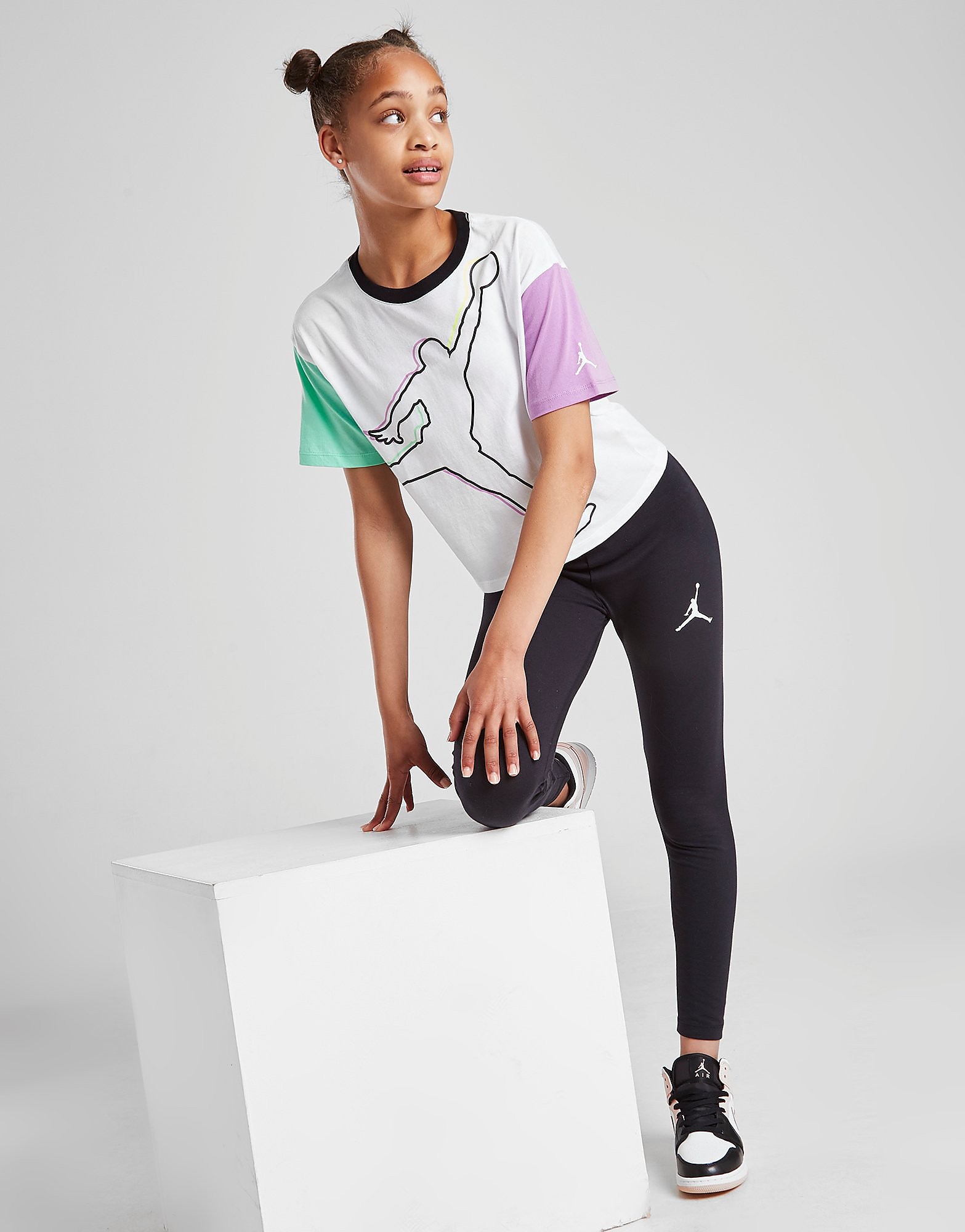 

Jordan Girls' Short Sleeve Colour Block T-Shirt Junior - White/Purple - Kids, White/Purple