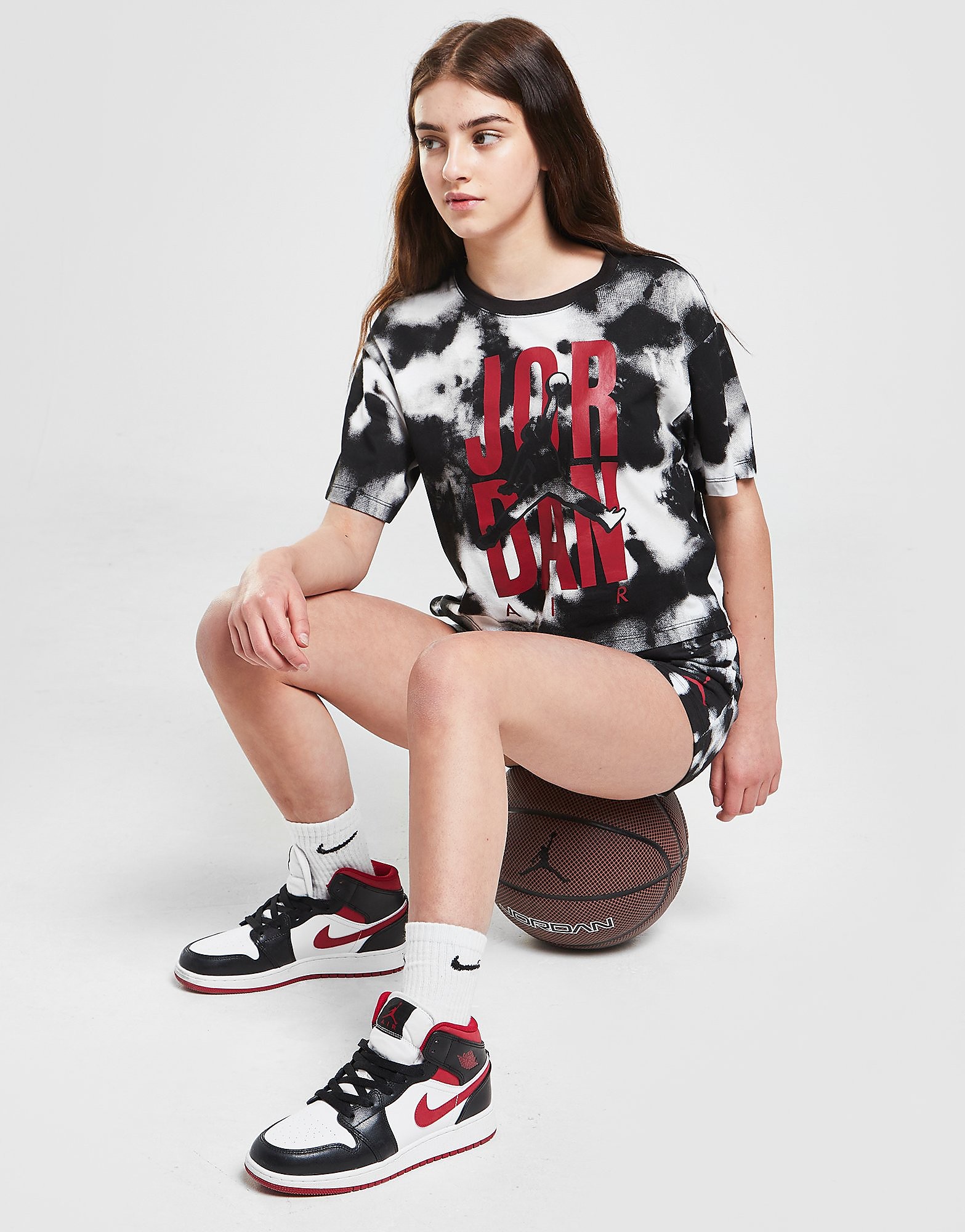 

Jordan Girls' Short Sleeve Graphic Tie Dye T-Shirt Junior - Black - Kids, Black