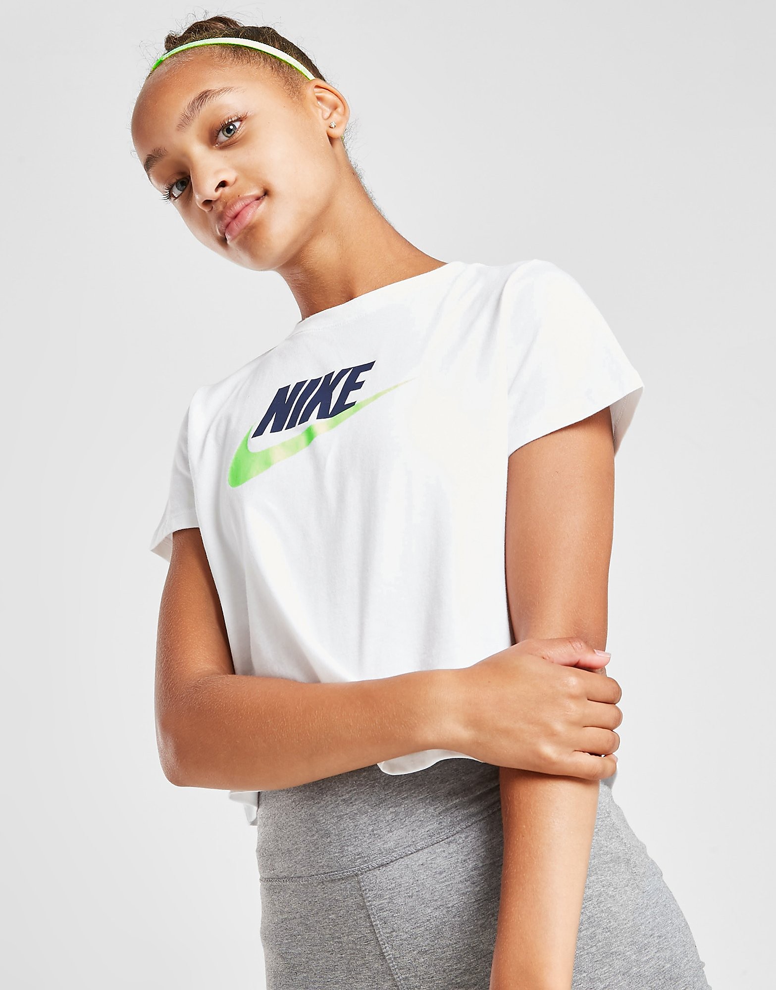 

Nike Girls' Sportswear Crop Futura T-Shirt Junior - White - Kids, White