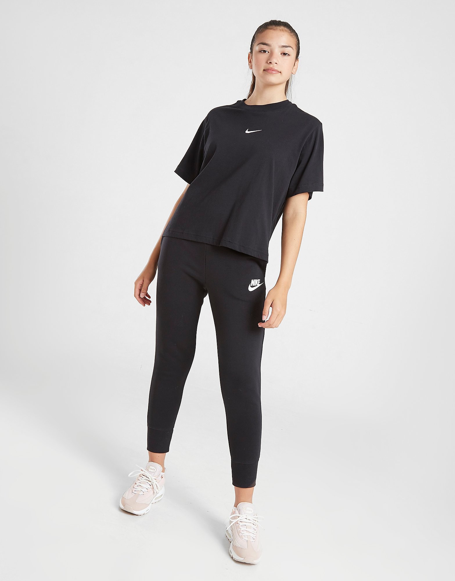

Nike Girls' Club French Terry Joggers Junior - Black/White - Kids, Black/White