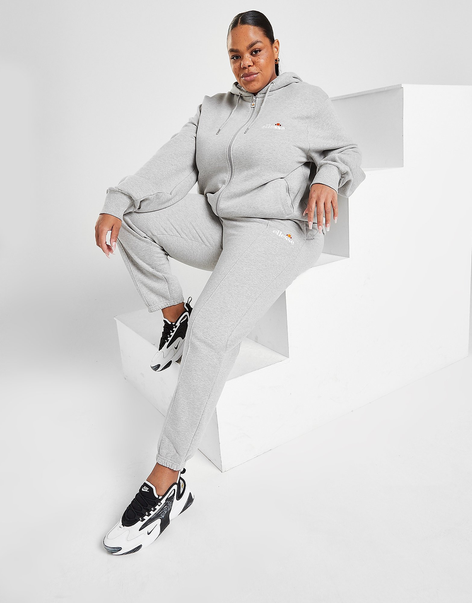 Ellesse Pintuck Plus Size Joggers - Only at JD - Grey - Womens, Grey
