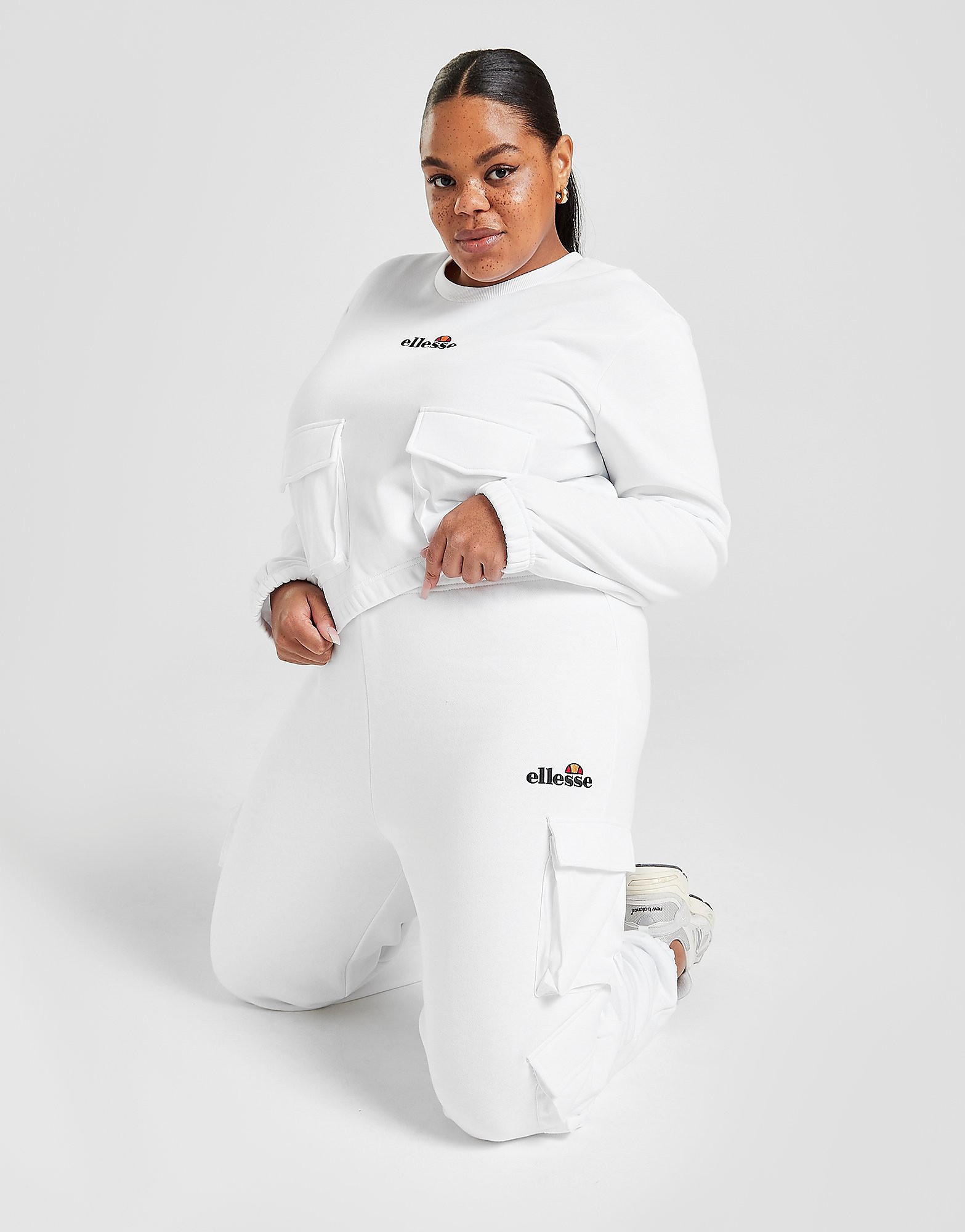 

Ellesse Cargo Pocket Plus Size Joggers - Only at JD - White - Womens, White