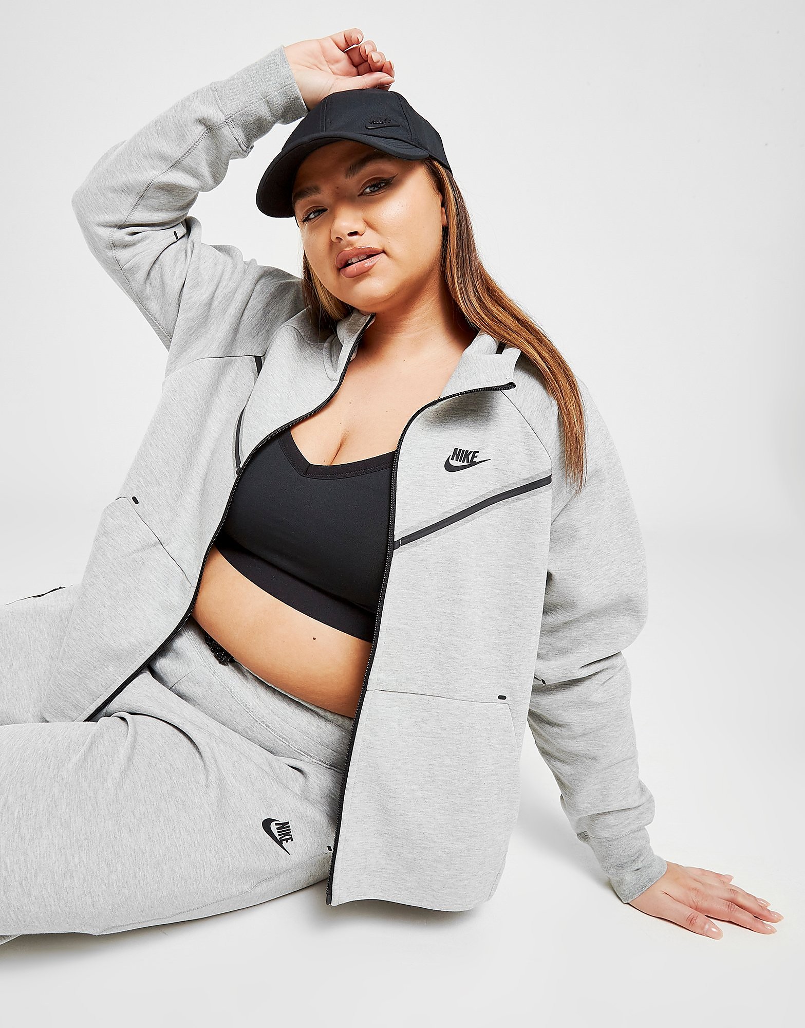 

Nike Tech Fleece Full Zip Plus Size Hoodie - Dark Grey/Black - Womens, Dark Grey/Black