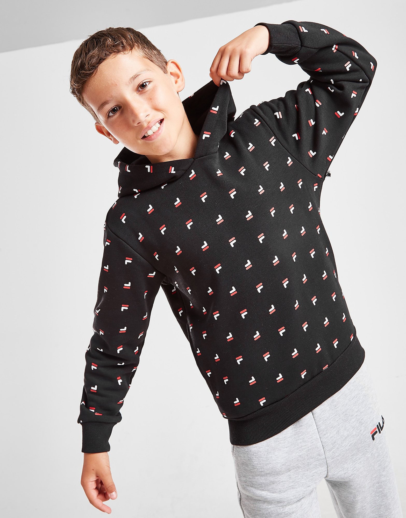 

Fila Olin All Over Print OverHead Hoodie Junior - Only at JD - Black - Kids, Black