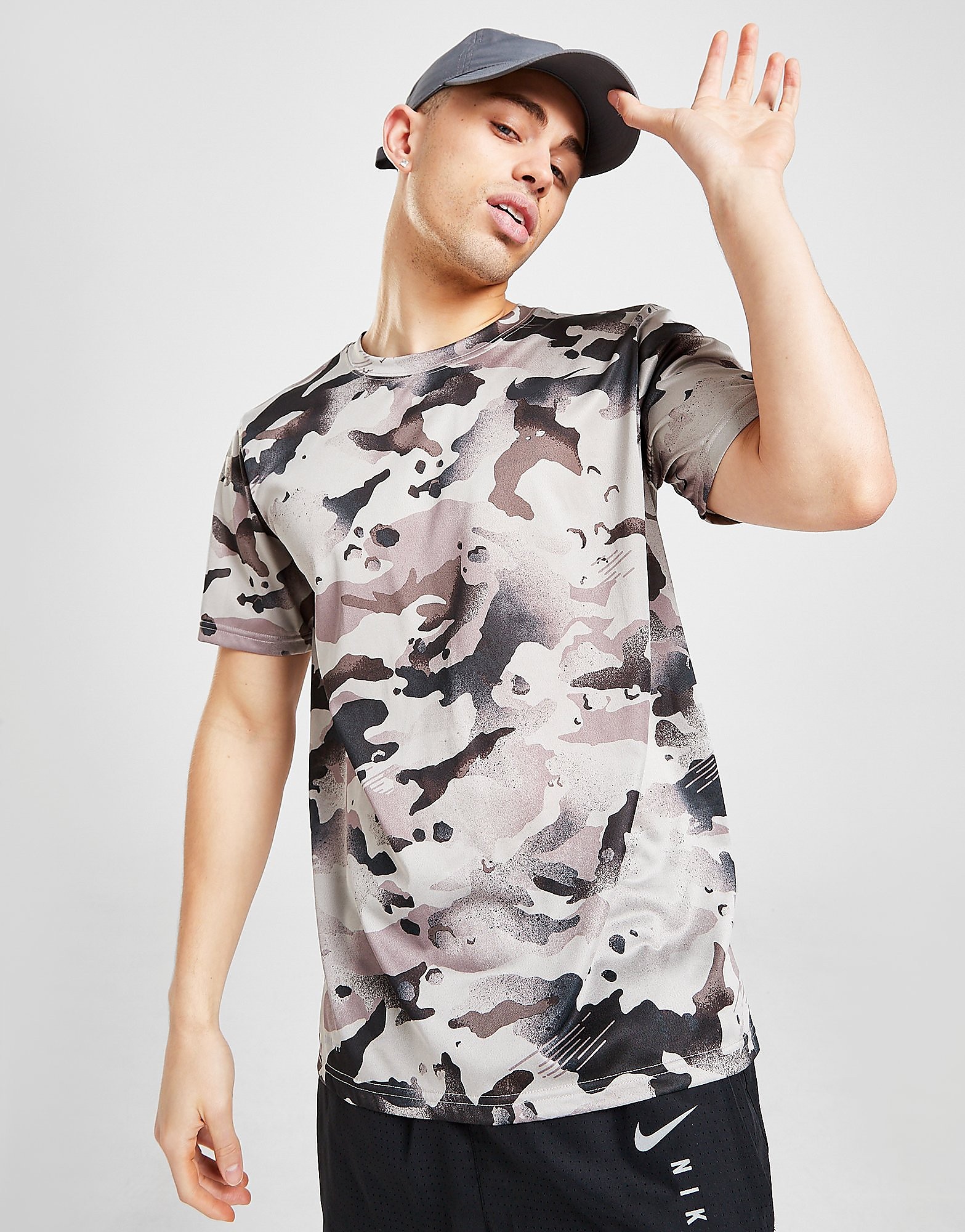 Nike Dri-FIT Camo Training T-Shirt - Grey - Mens, Grey