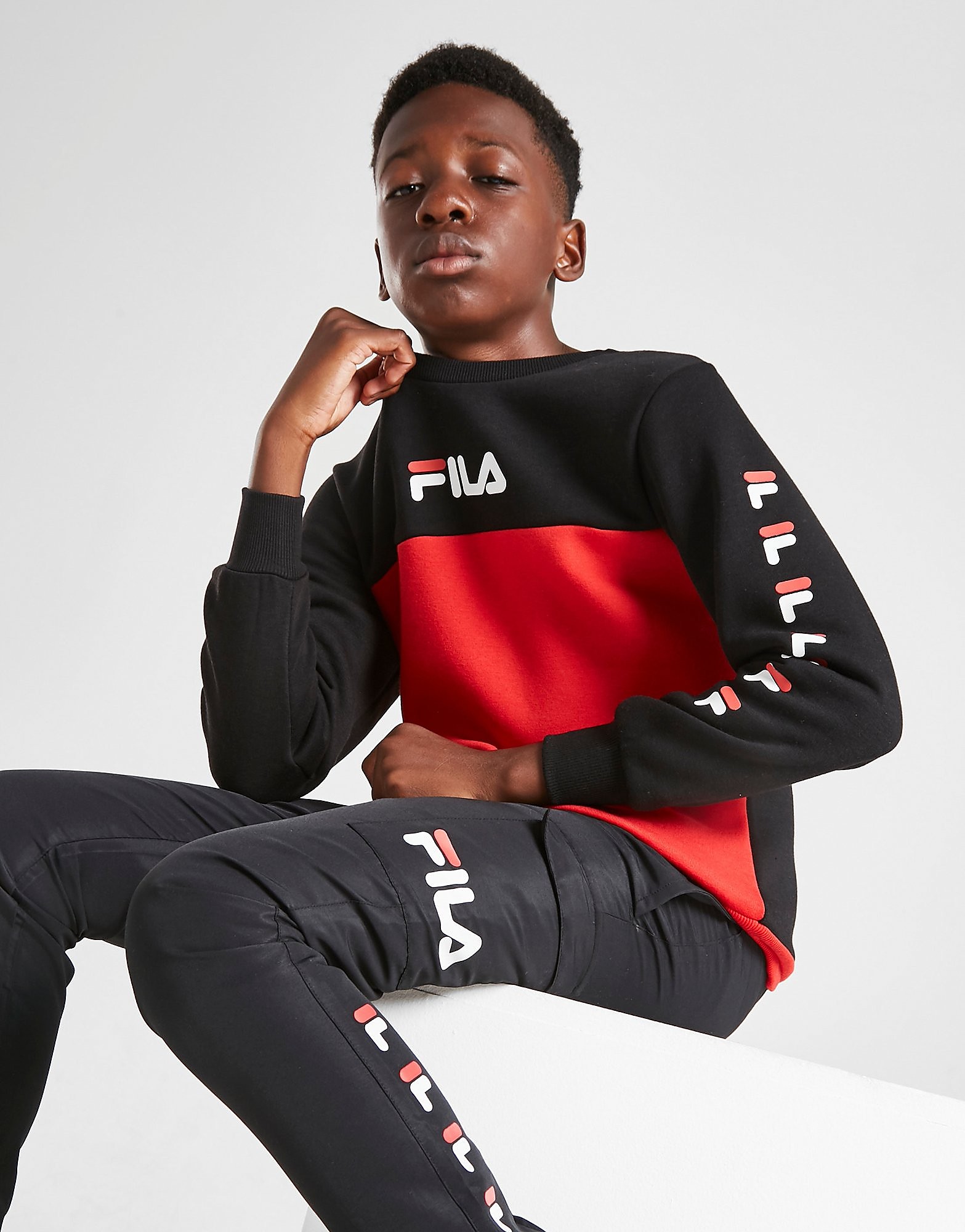 

Fila Jake Repeat F Colour Block Crew Sweatshirt Junior - Only at JD - Black - Kids, Black