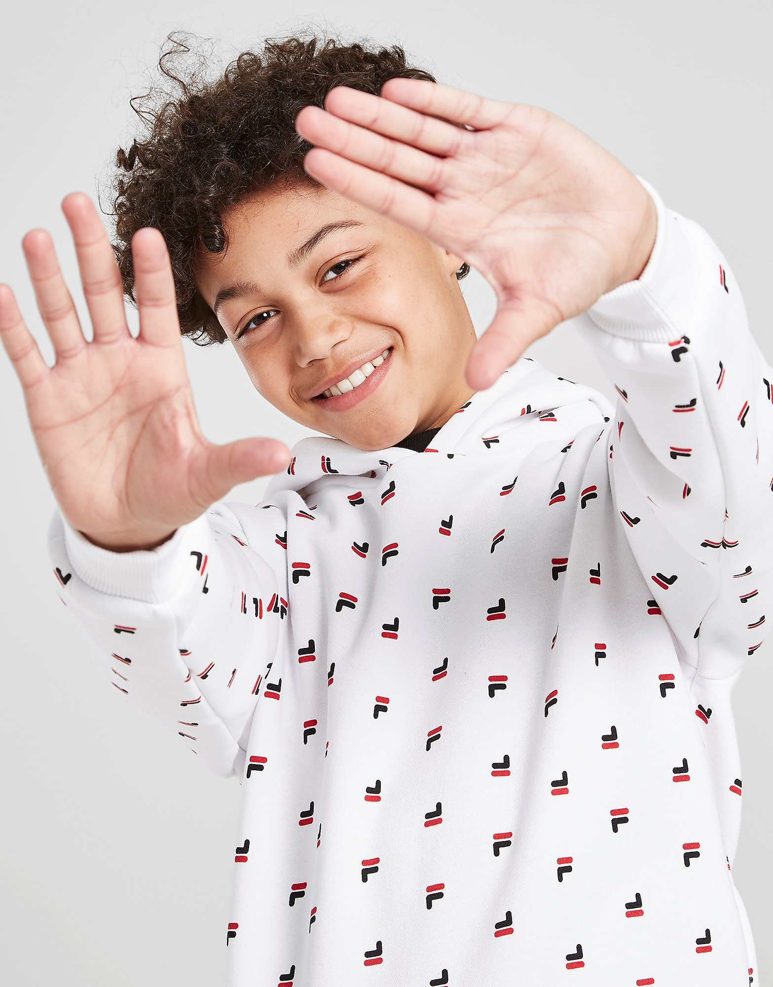 Fila Olin All Over Print OverHead Hoodie Junior - Only at JD - White - Kids, White