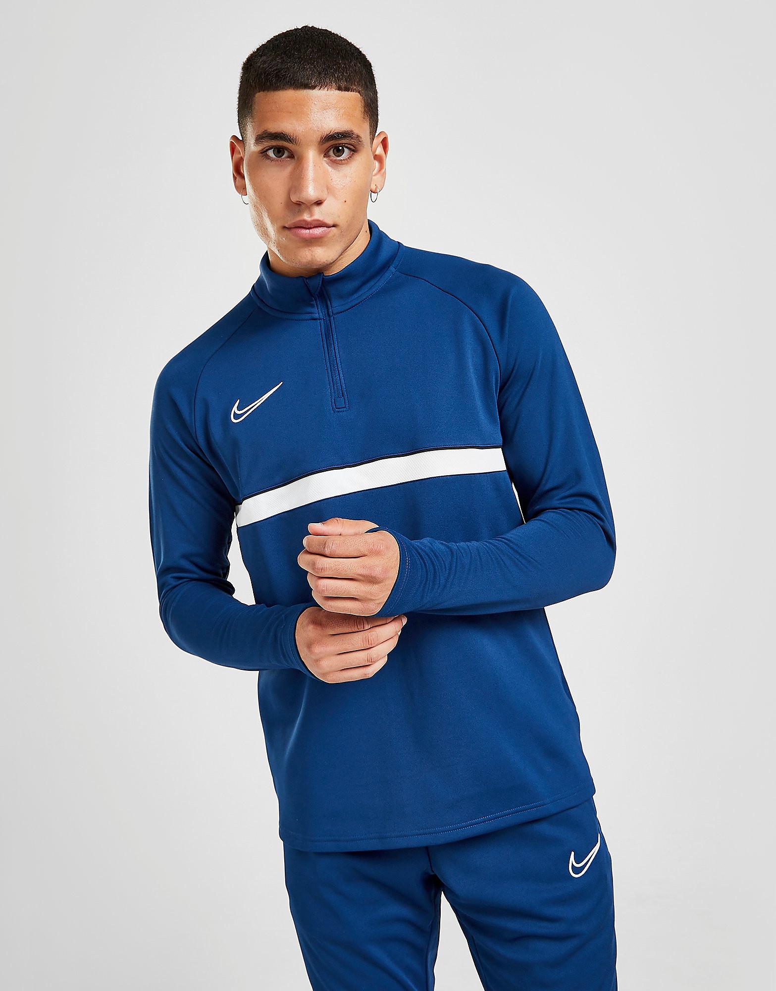 Nike Academy Essential 1/4 Zip Track Top - Only at JD - Coastal Blue/Black/White/White - Mens, Coastal Blue/Black/White/White