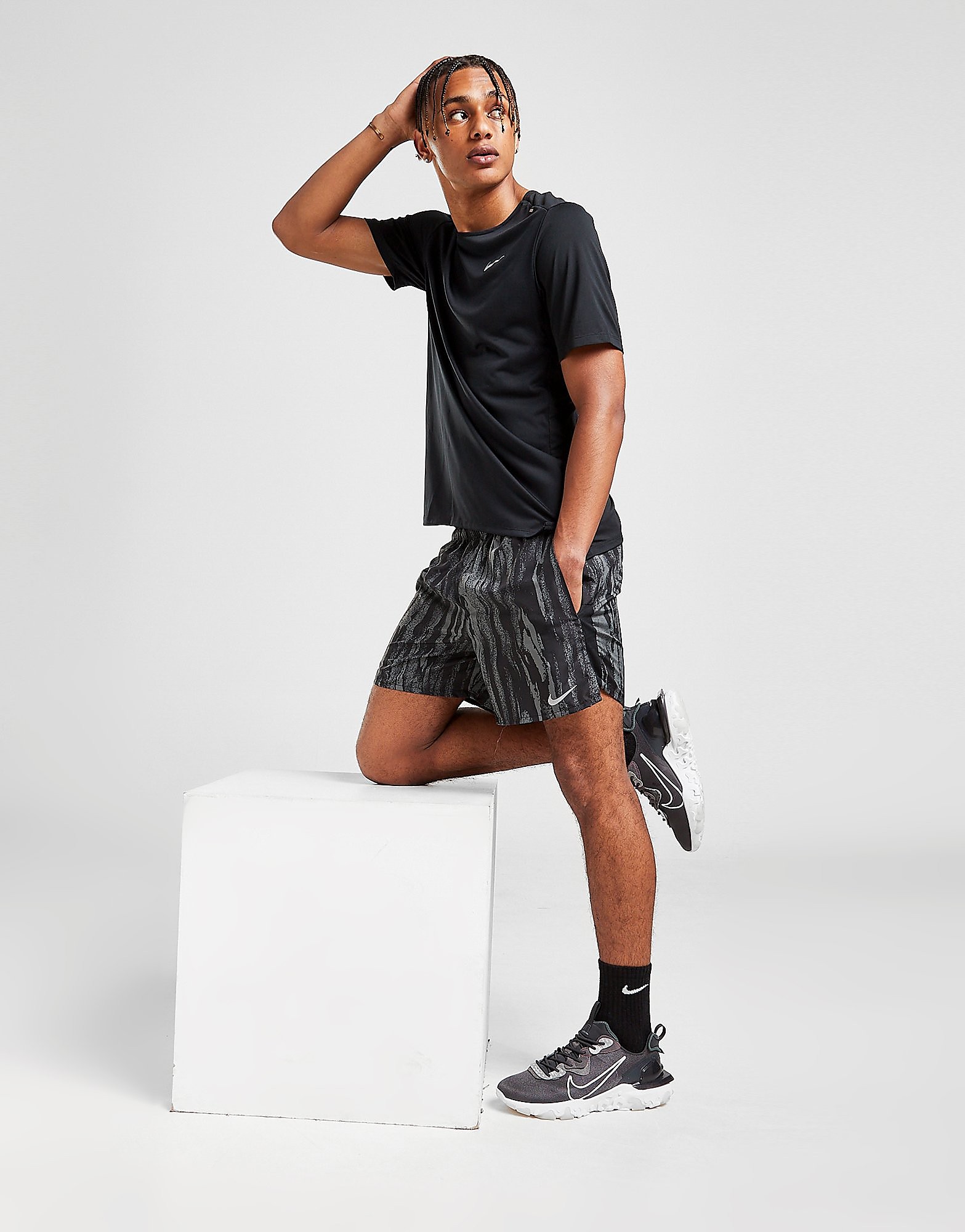 

Nike Challenger Wild Run All Over Print Shorts - Black - Mens, Black