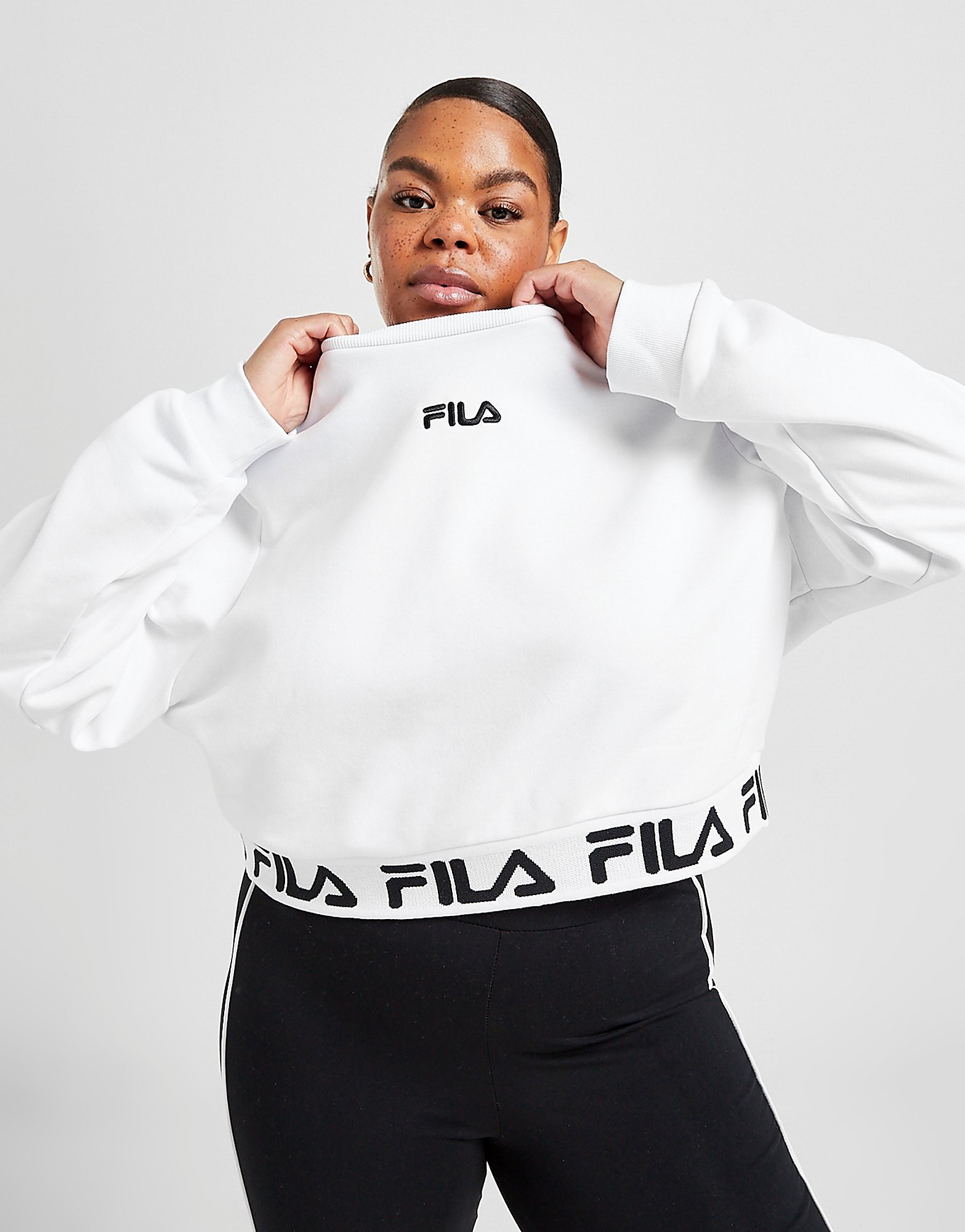 

Fila Repeat Plus Size Crop Crew Sweatshirt - Only at JD - White - Womens, White
