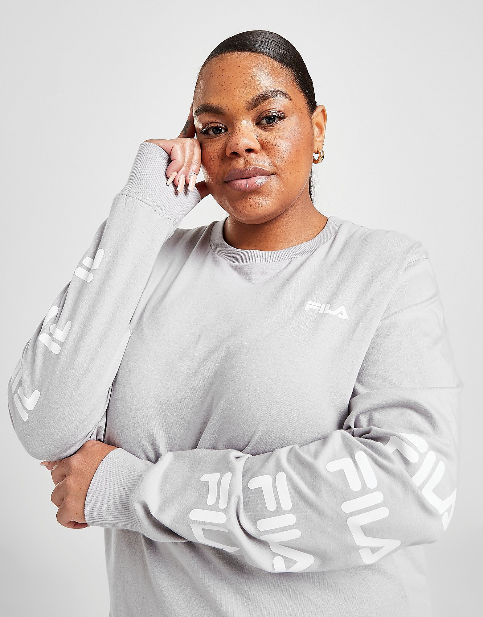 

Fila Long Sleeve Plus Size Logo Boyfriend T-Shirt - Only at JD - Grey - Womens, Grey