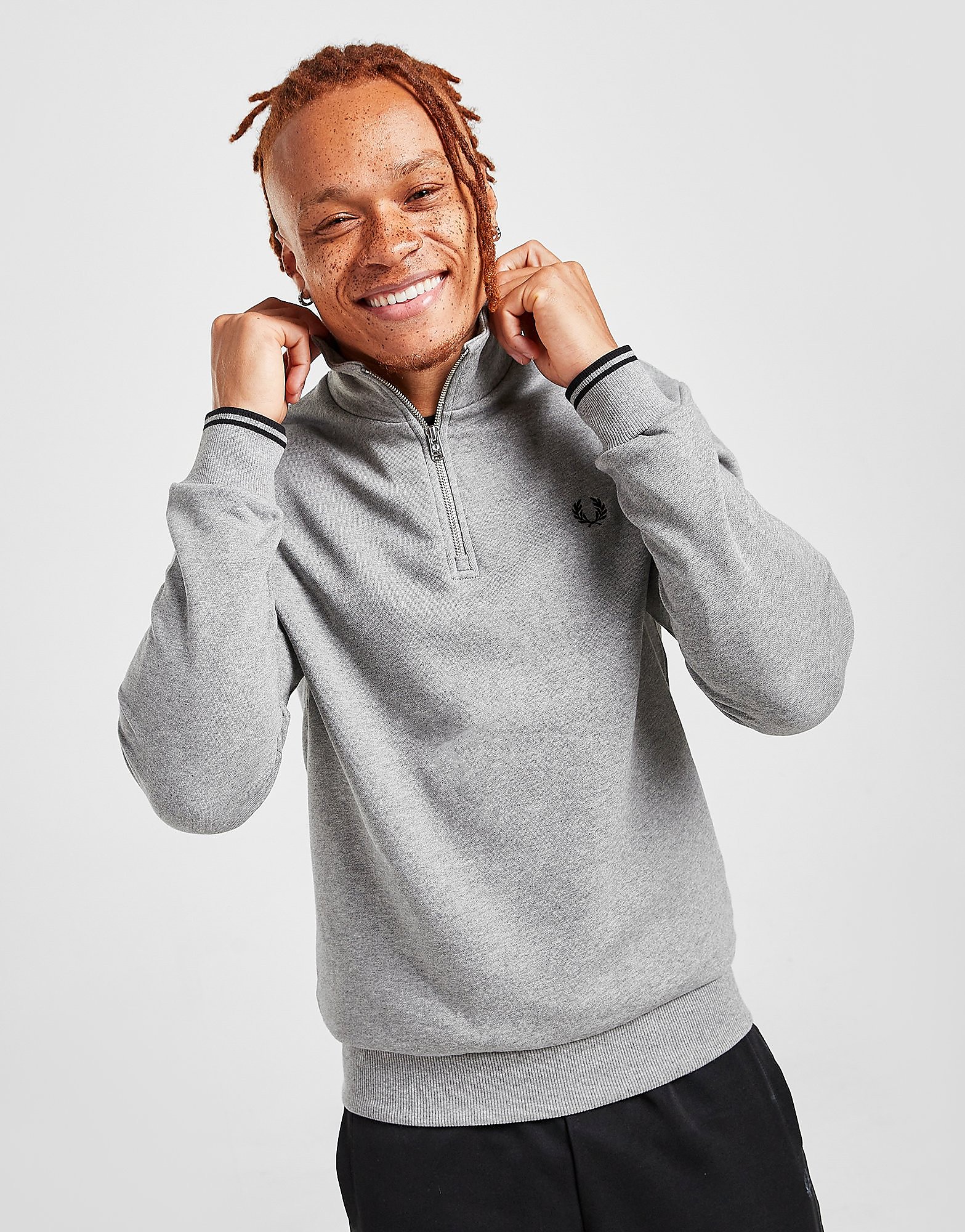 

Fred Perry Half-Zip Sweatshirt - Grey - Mens, Grey
