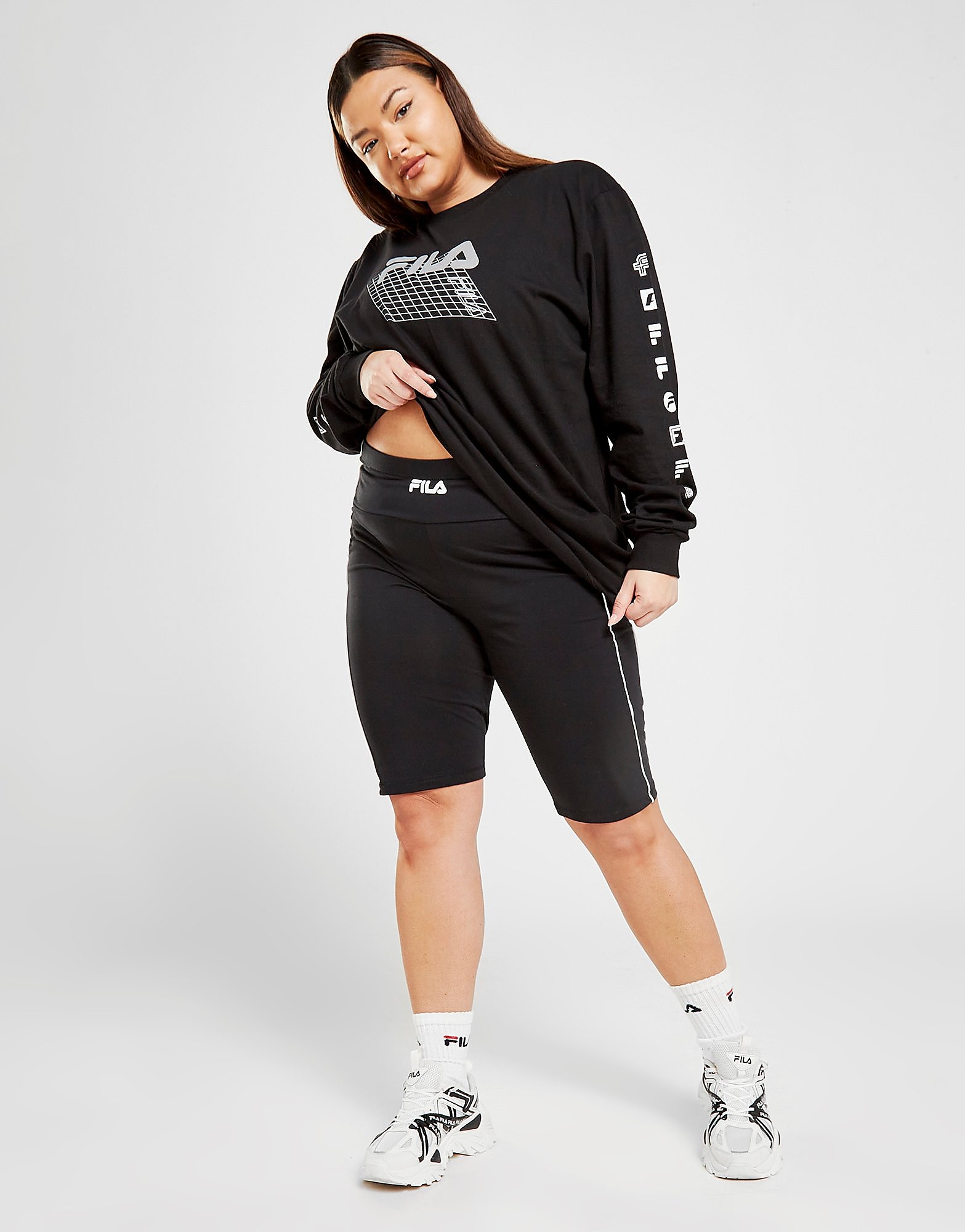 

Fila Pipe Panel Plus Size Cycle Shorts - Only at JD - Black - Womens, Black