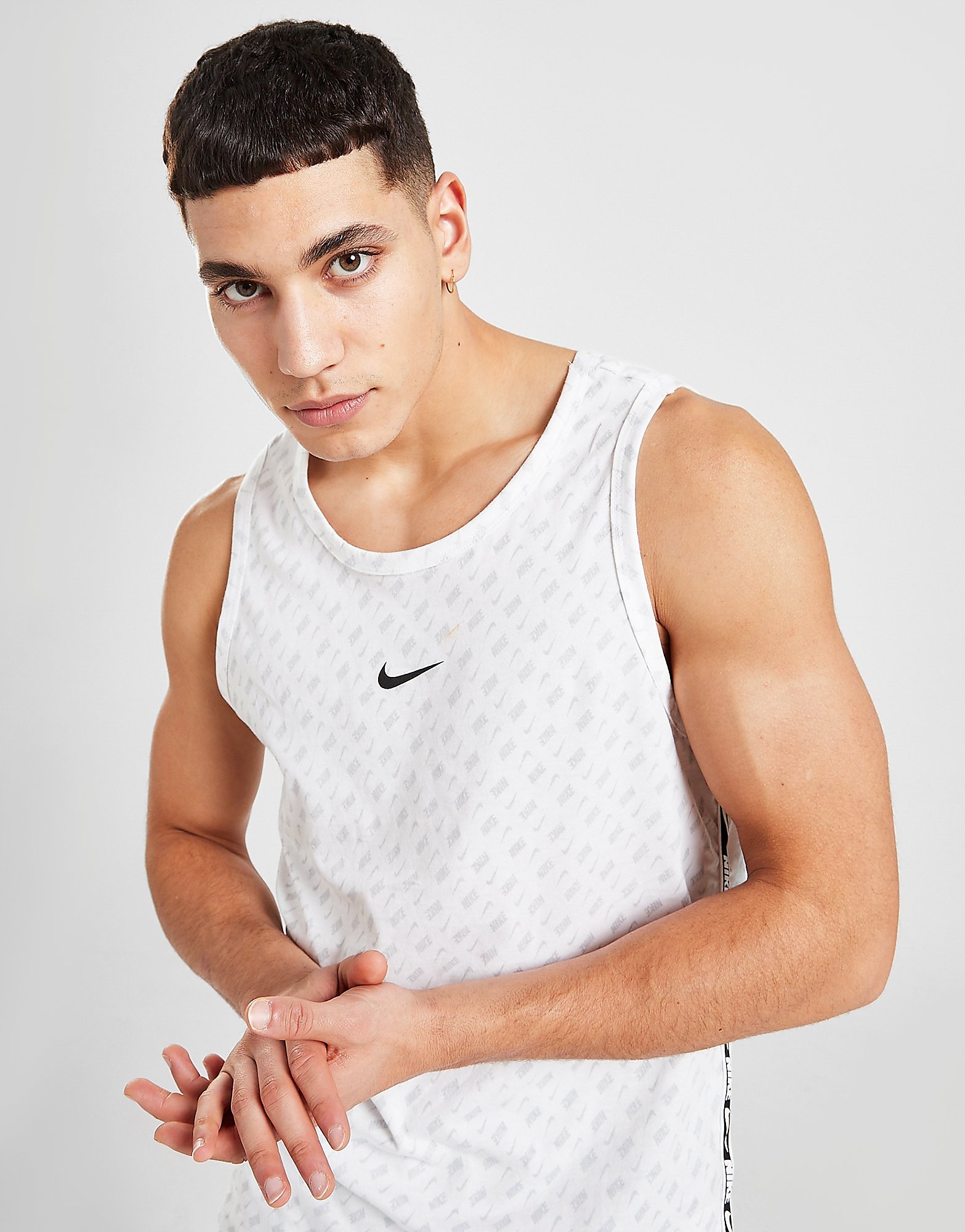 

Nike Repeat All Over Print Tape Tank Top - White - Mens, White